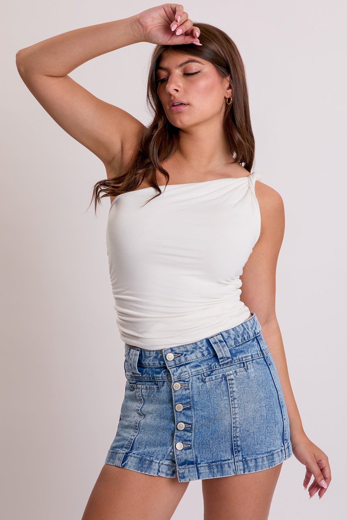 Button Front Skort