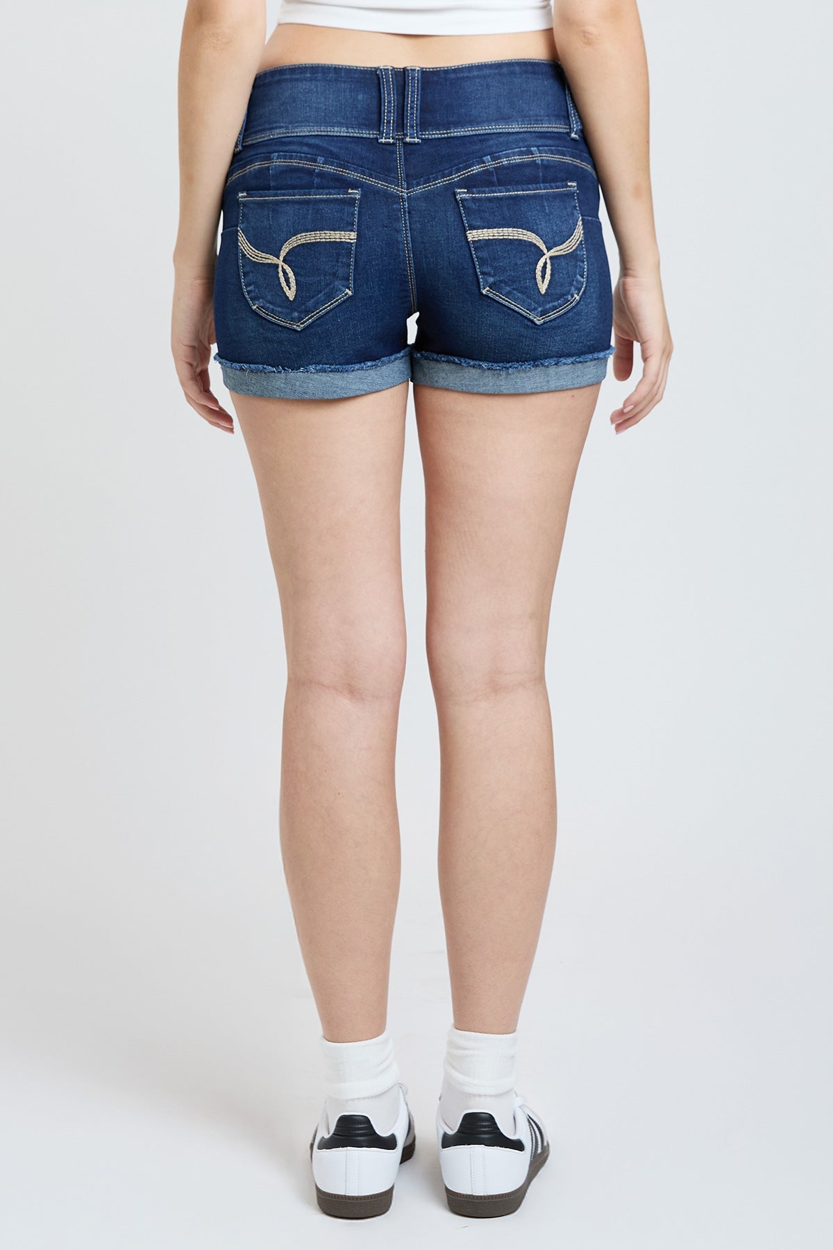 WannaBettaButt 3 Button Cuffed Denim Shorts