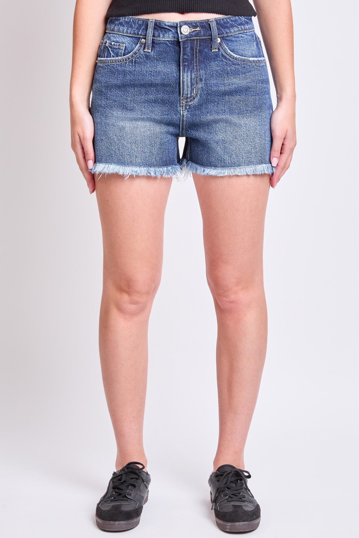 High Rise Fray Hem Shorts