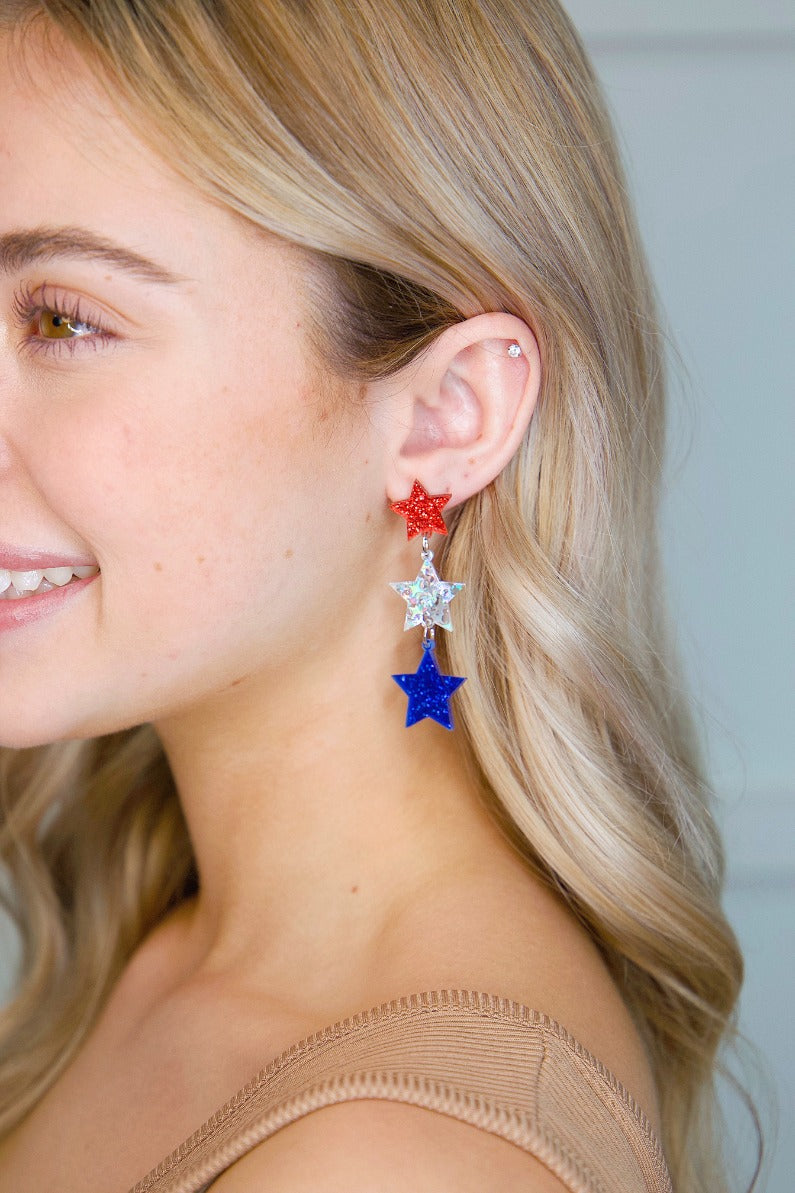 Patriotic Dangle Star Earrings