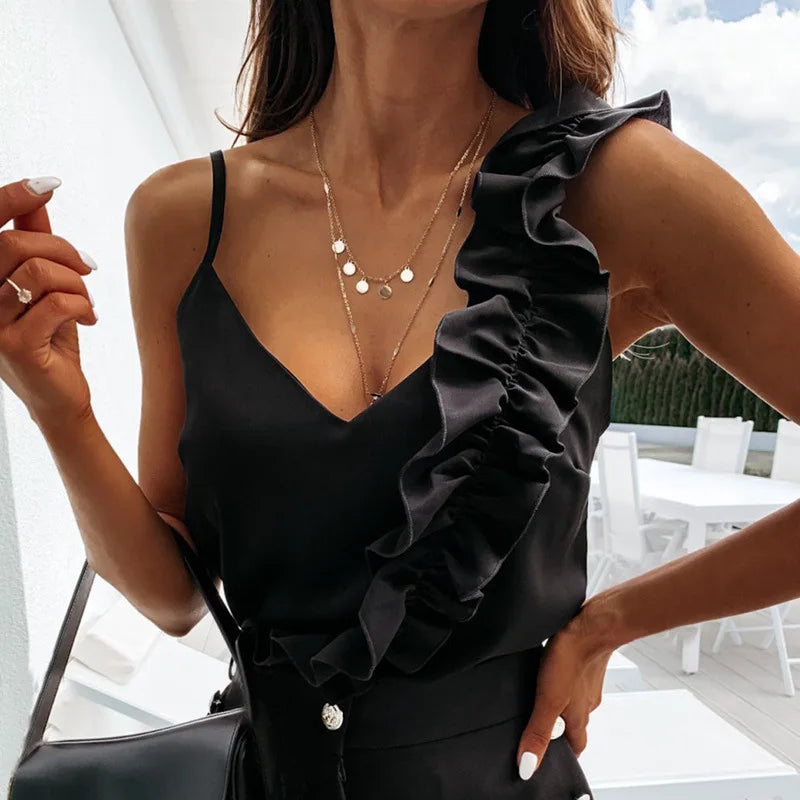 Satin Ruffle Cami Top