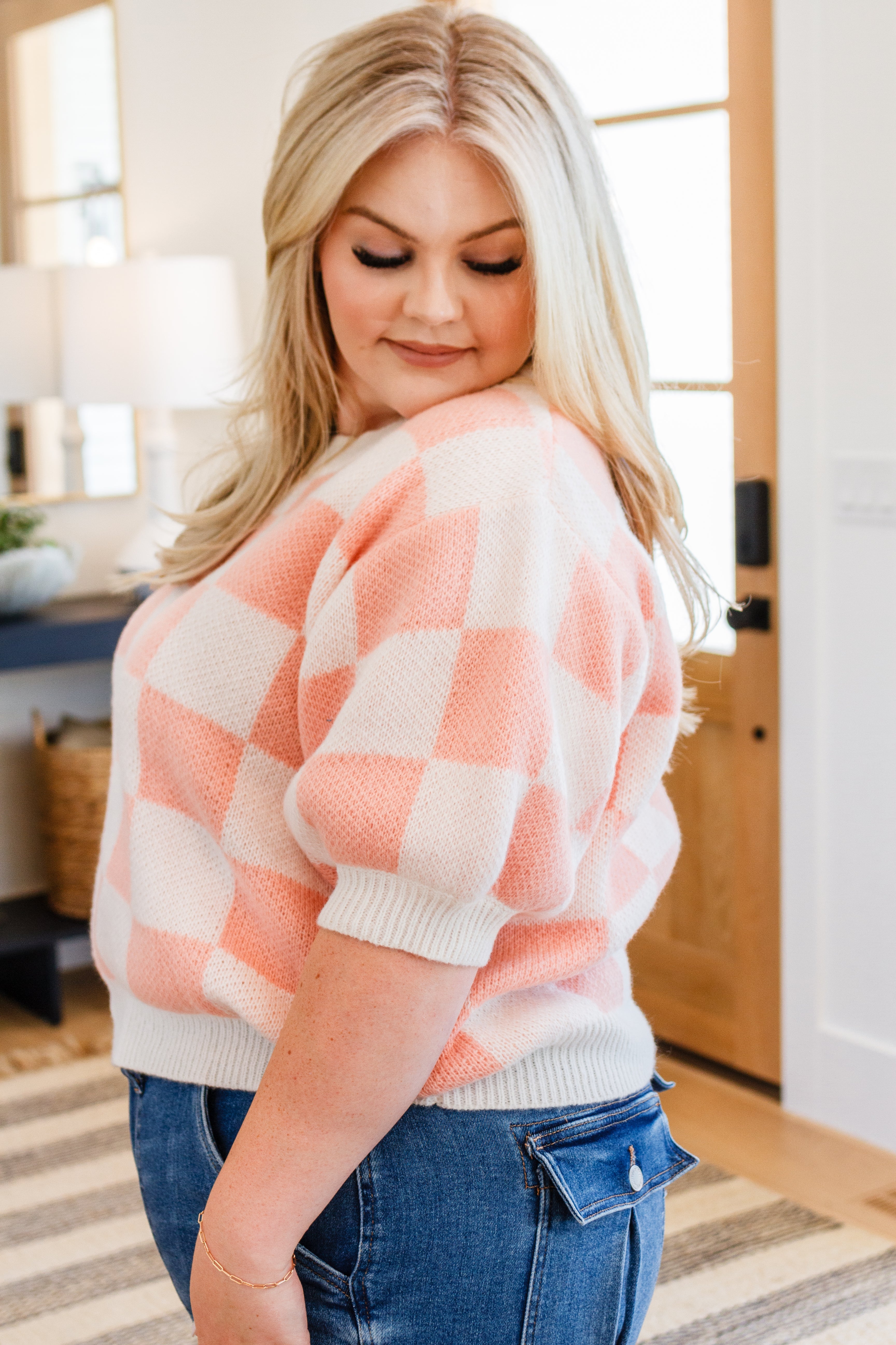 Start Me Up Checkered Sweater -1XL