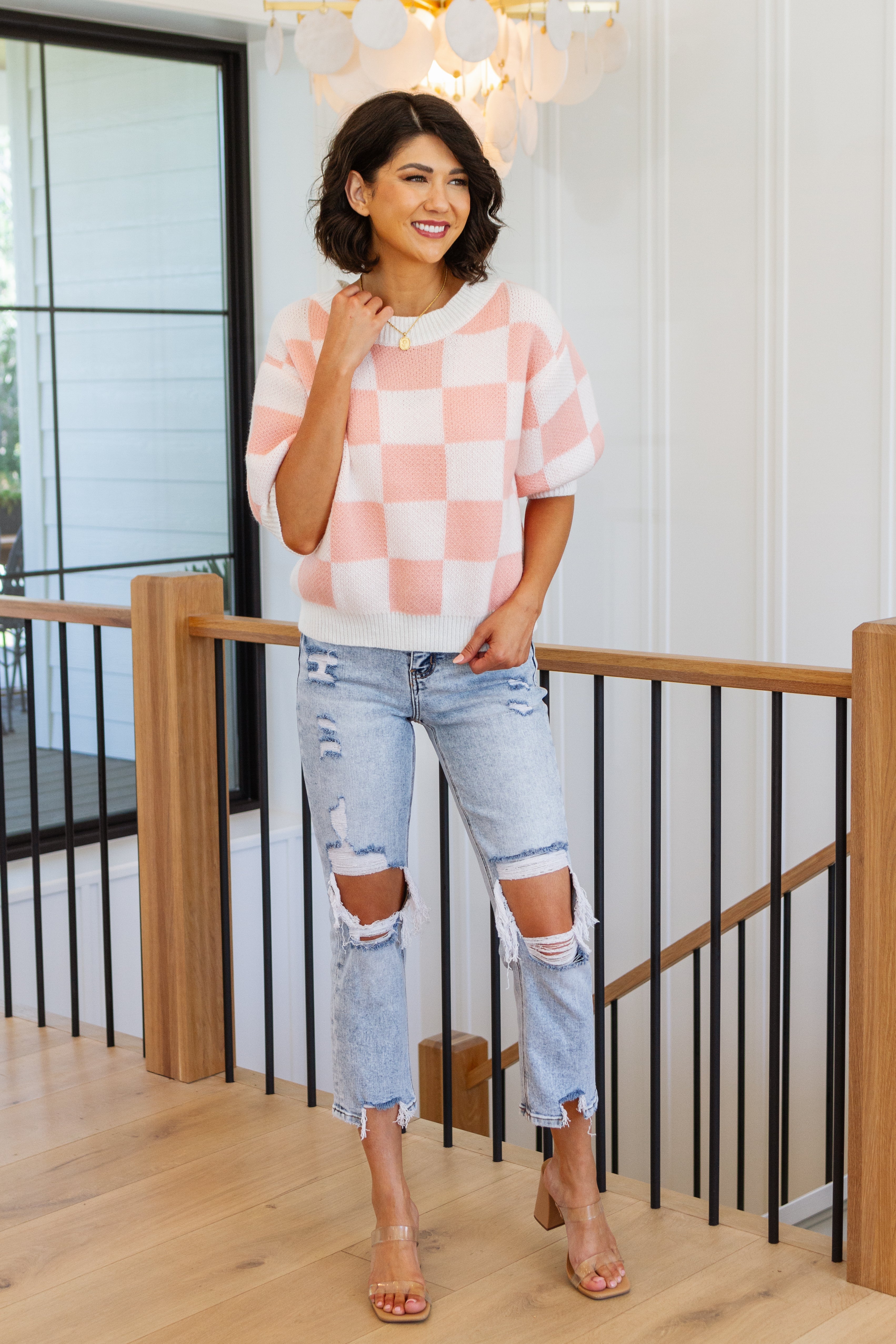 Start Me Up Checkered Sweater -1XL