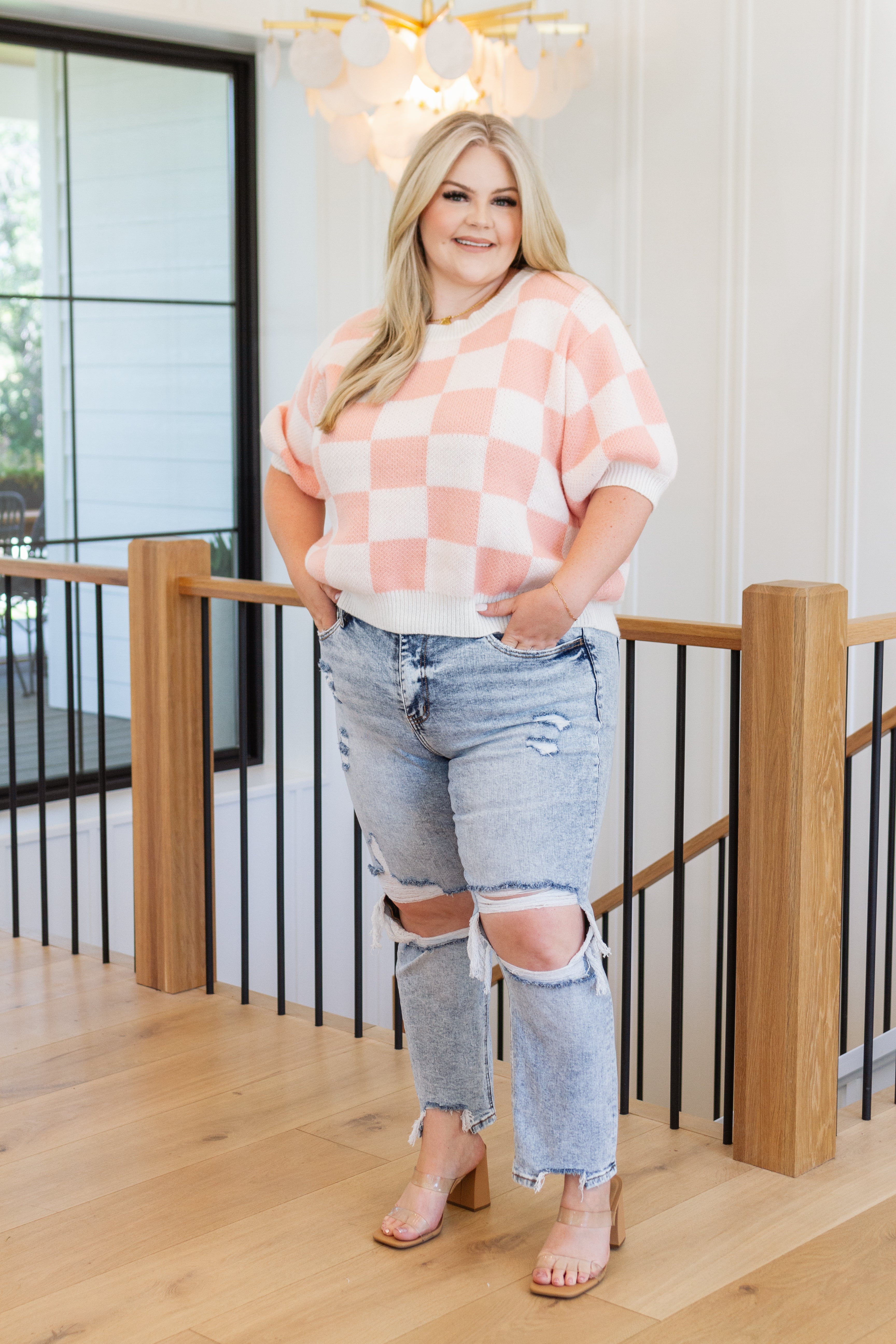 Start Me Up Checkered Sweater -1XL