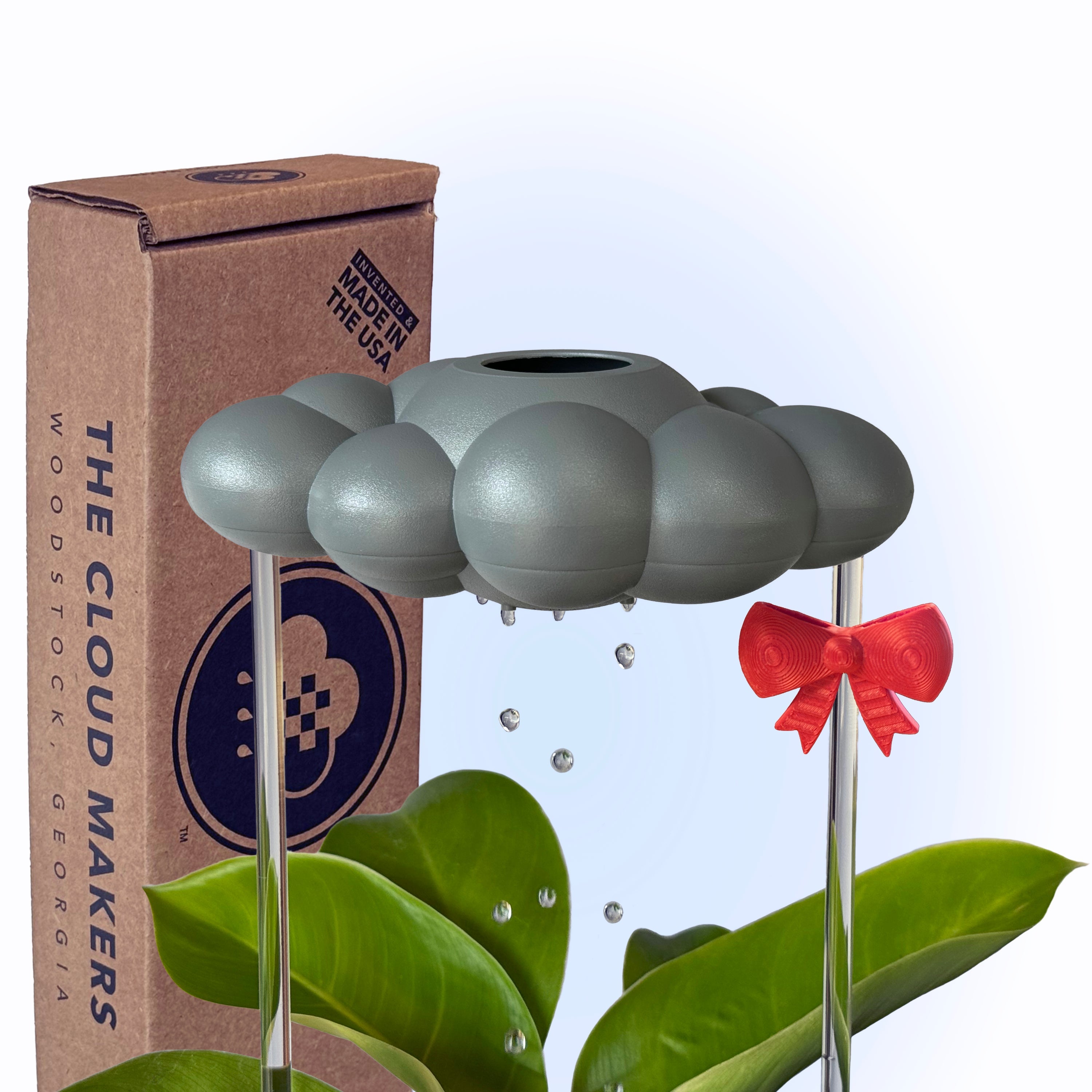 Stormy Dripping Rain Cloud with Bow Charm