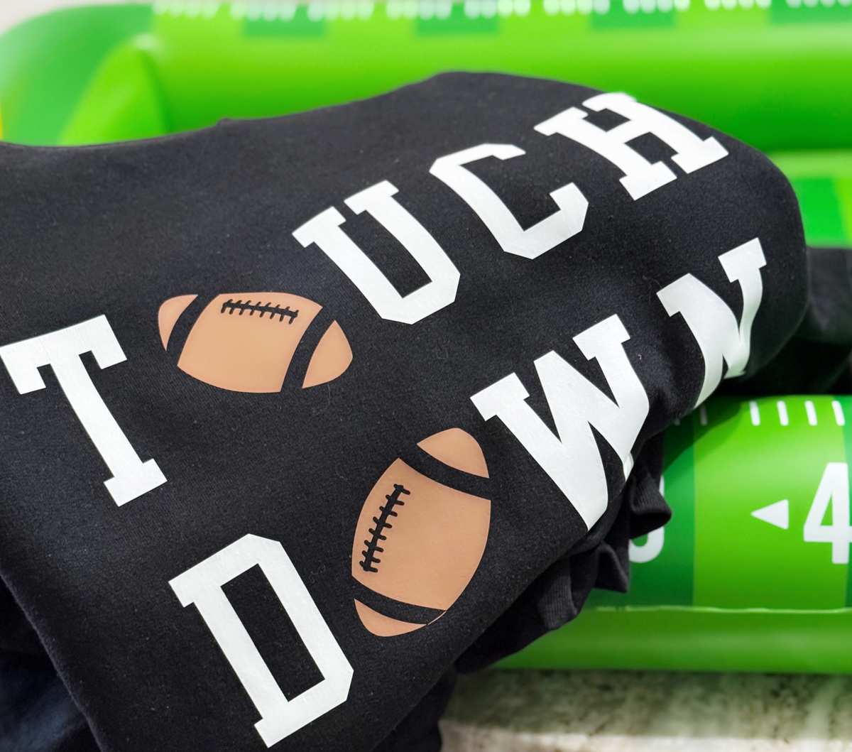 Touchdown Hoodie – Black Pullover with Bold Football Graphic