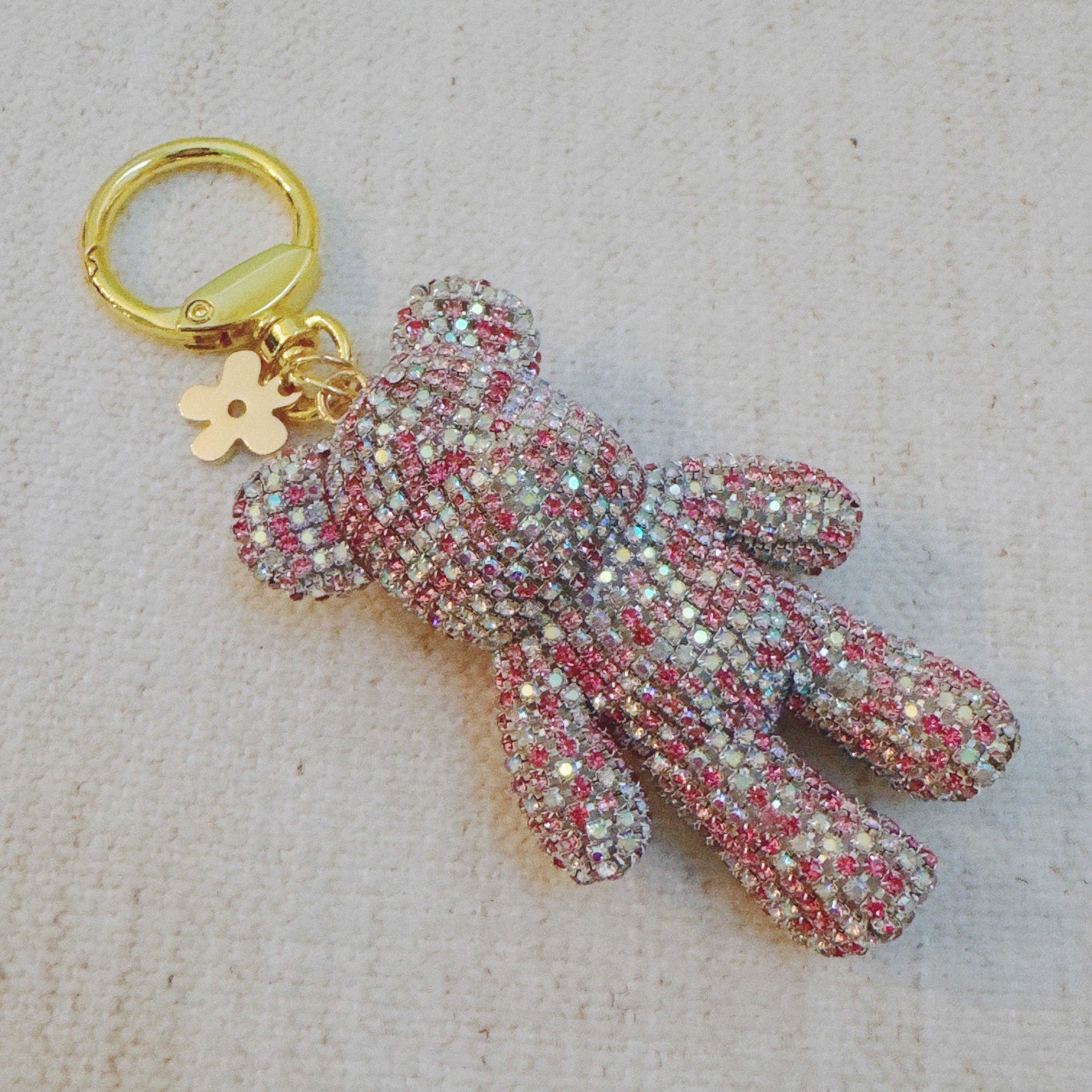 Twinkle Teddy Luxe Bag Charm – Pink Crystal Bear