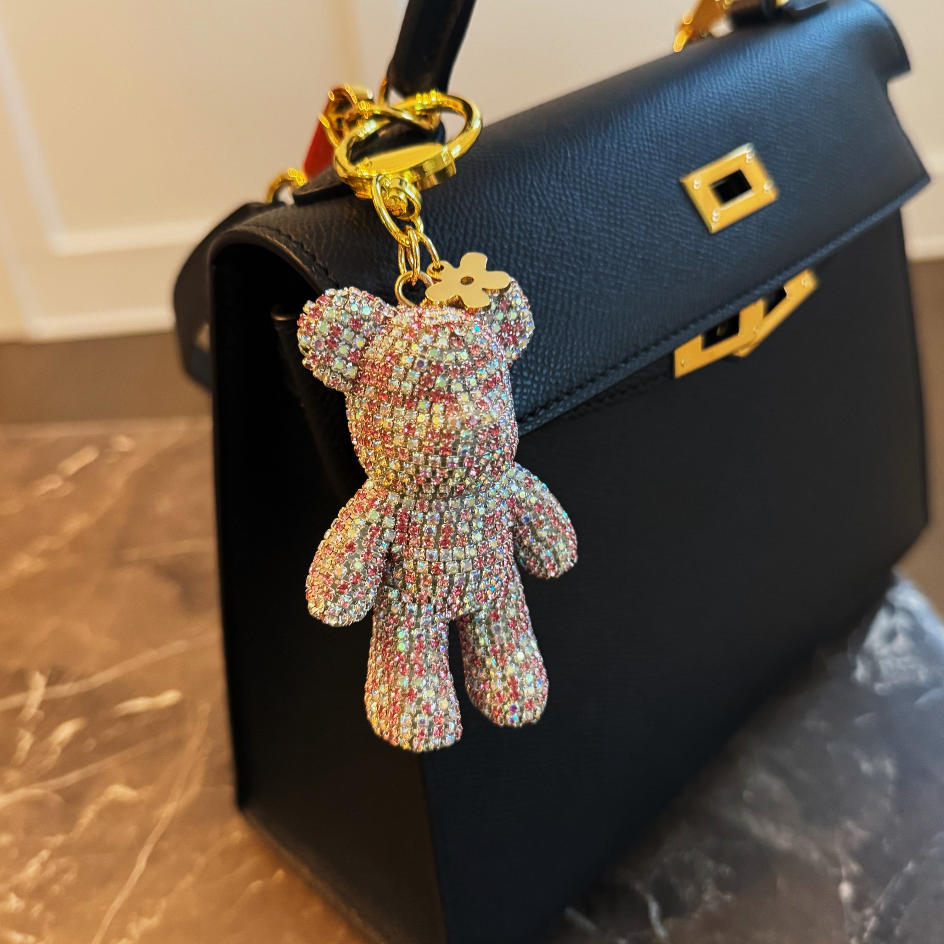 Twinkle Teddy Luxe Bag Charm – Pink Crystal Bear