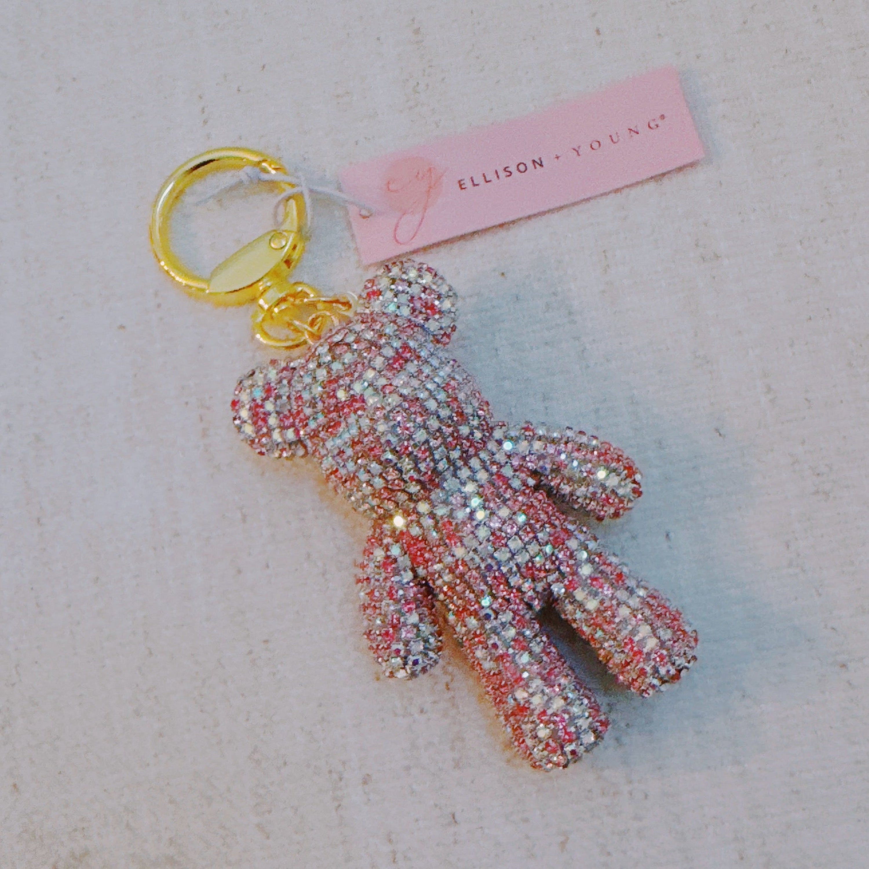 Twinkle Teddy Luxe Bag Charm – Pink Crystal Bear