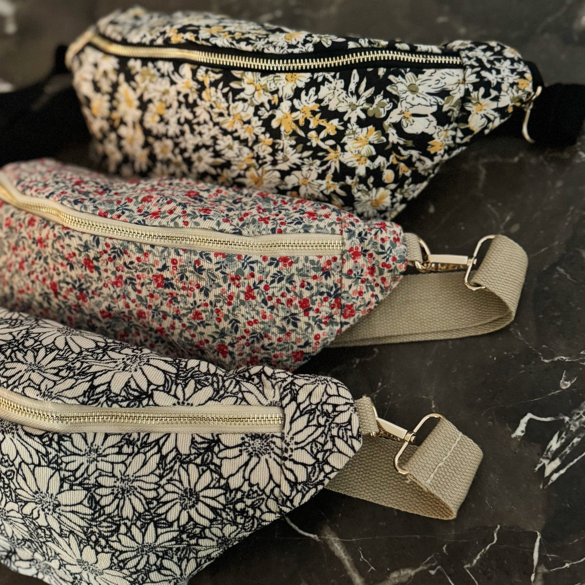 Vintage Floral Sling Bag – Adjustable Crossbody with Wide Strap