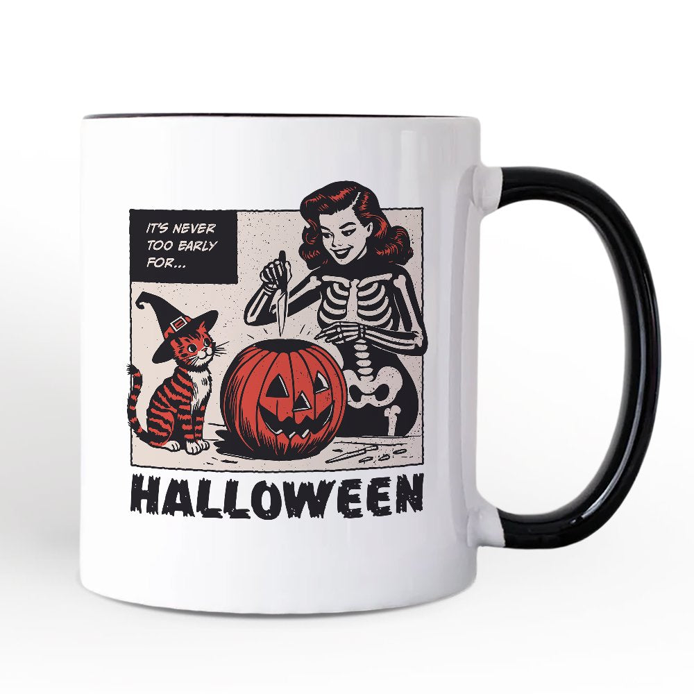 Itβs Never Too Early for Halloween Personalized Mug, Funny Retro Gift with Custom Name