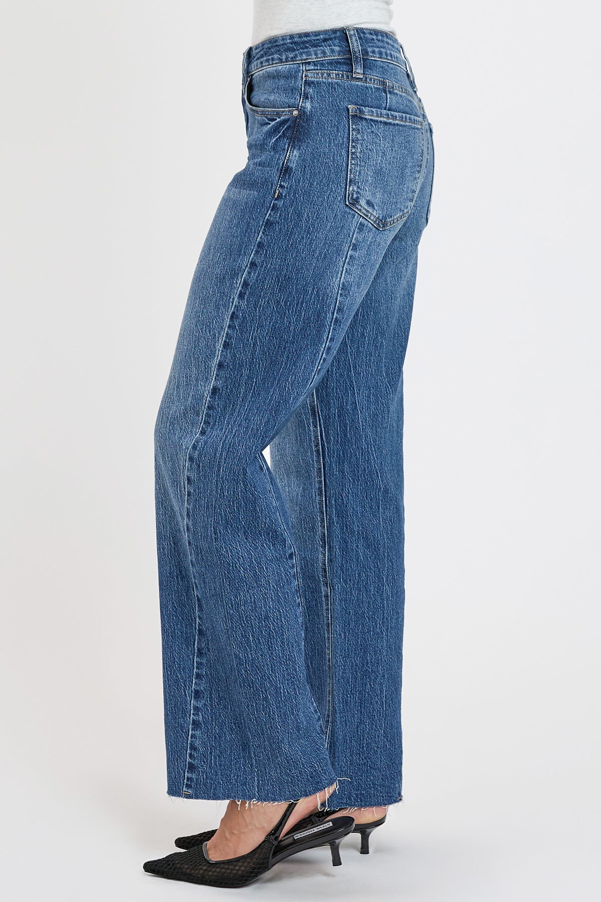 High Rise Wide Leg Jeans with Angled Seam