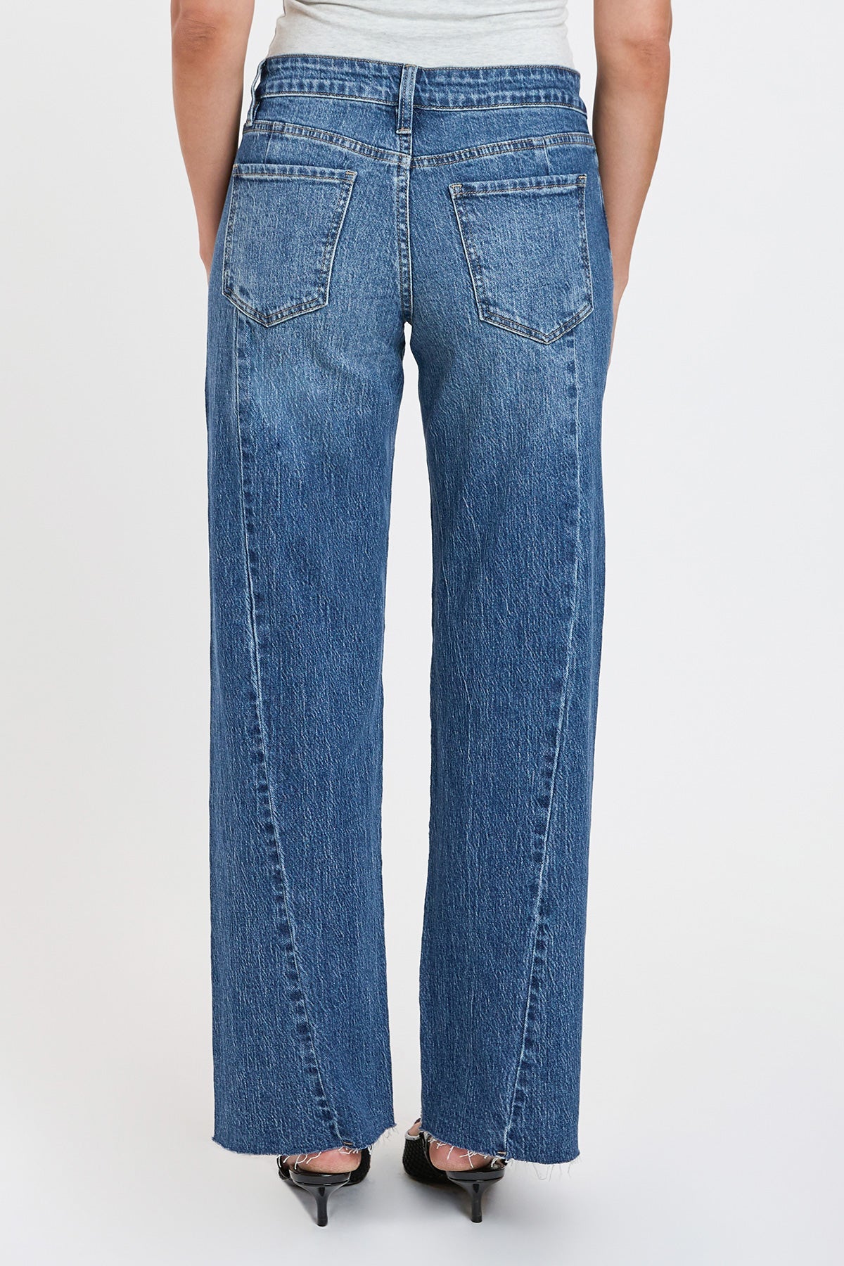 High Rise Wide Leg Jeans with Angled Seam