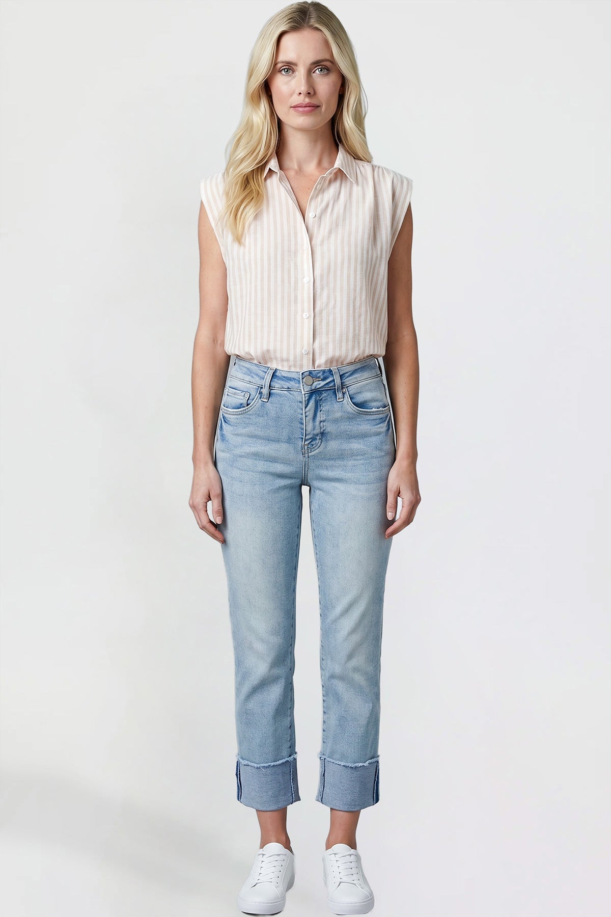 Premium Stretch Cropped Mega Cuff Jeans