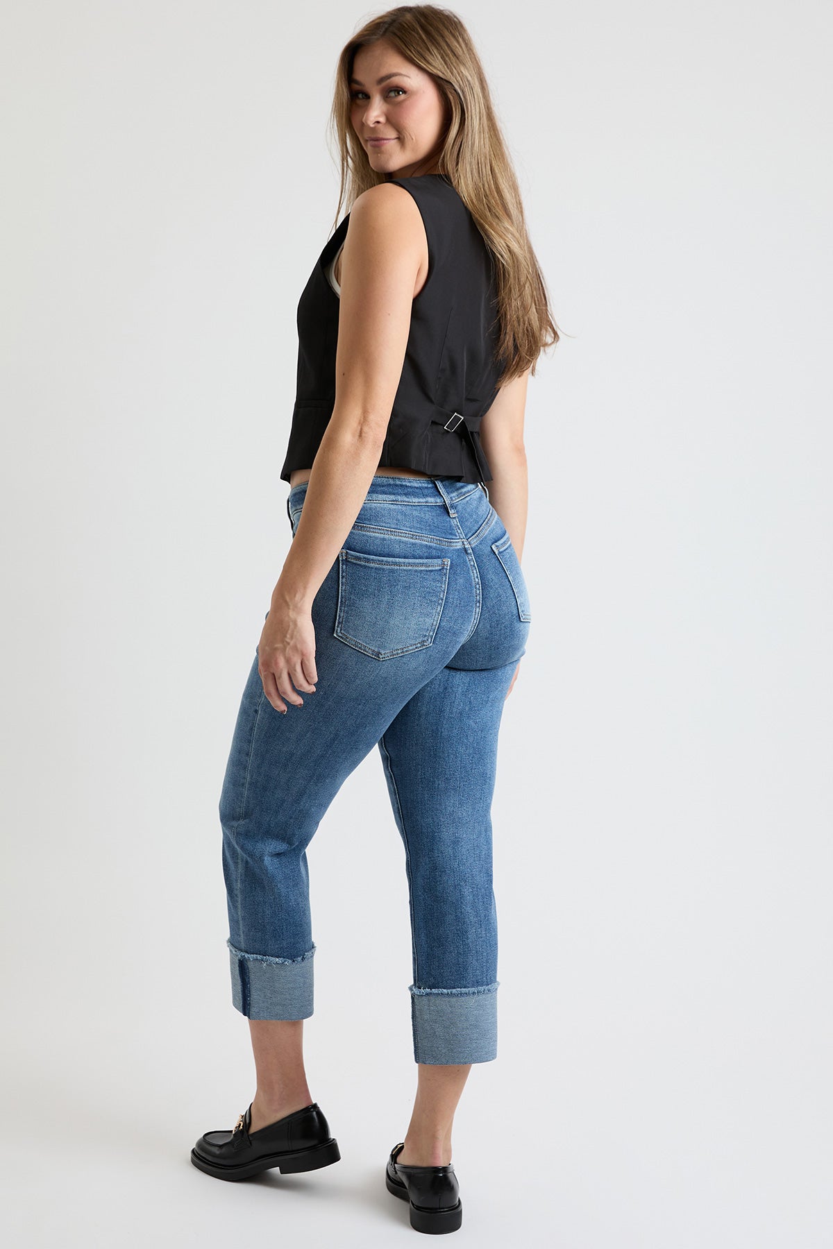 Premium Stretch Cropped Mega Cuff Jeans