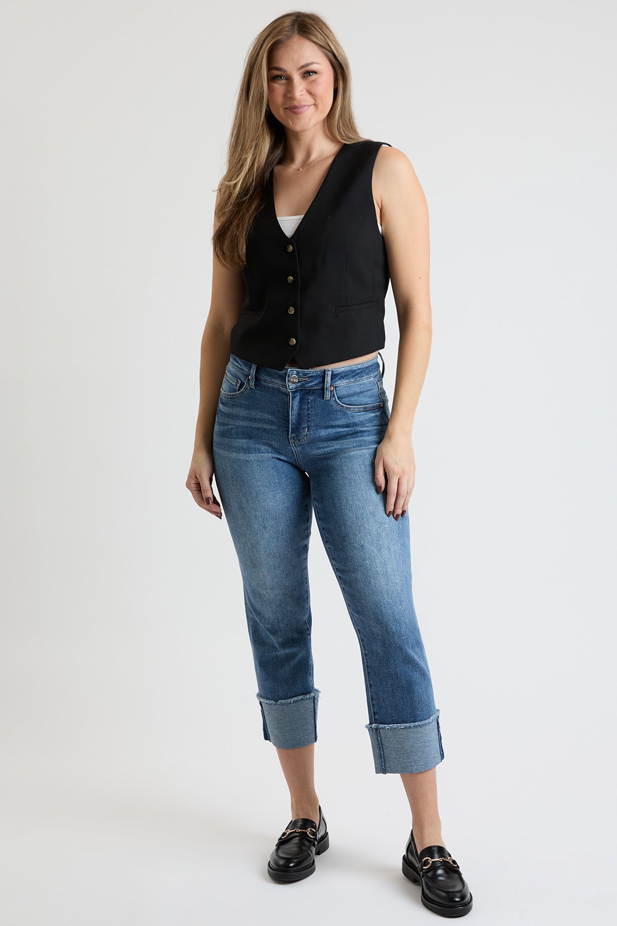 Premium Stretch Cropped Mega Cuff Jeans
