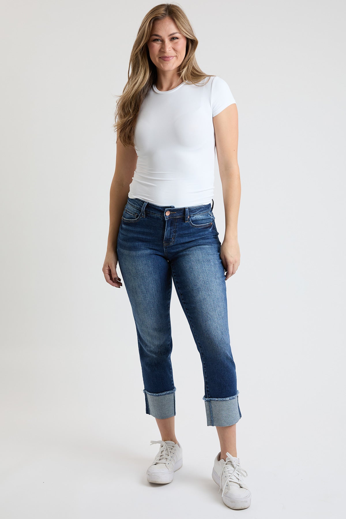 Premium Stretch Cropped Mega Cuff Jeans