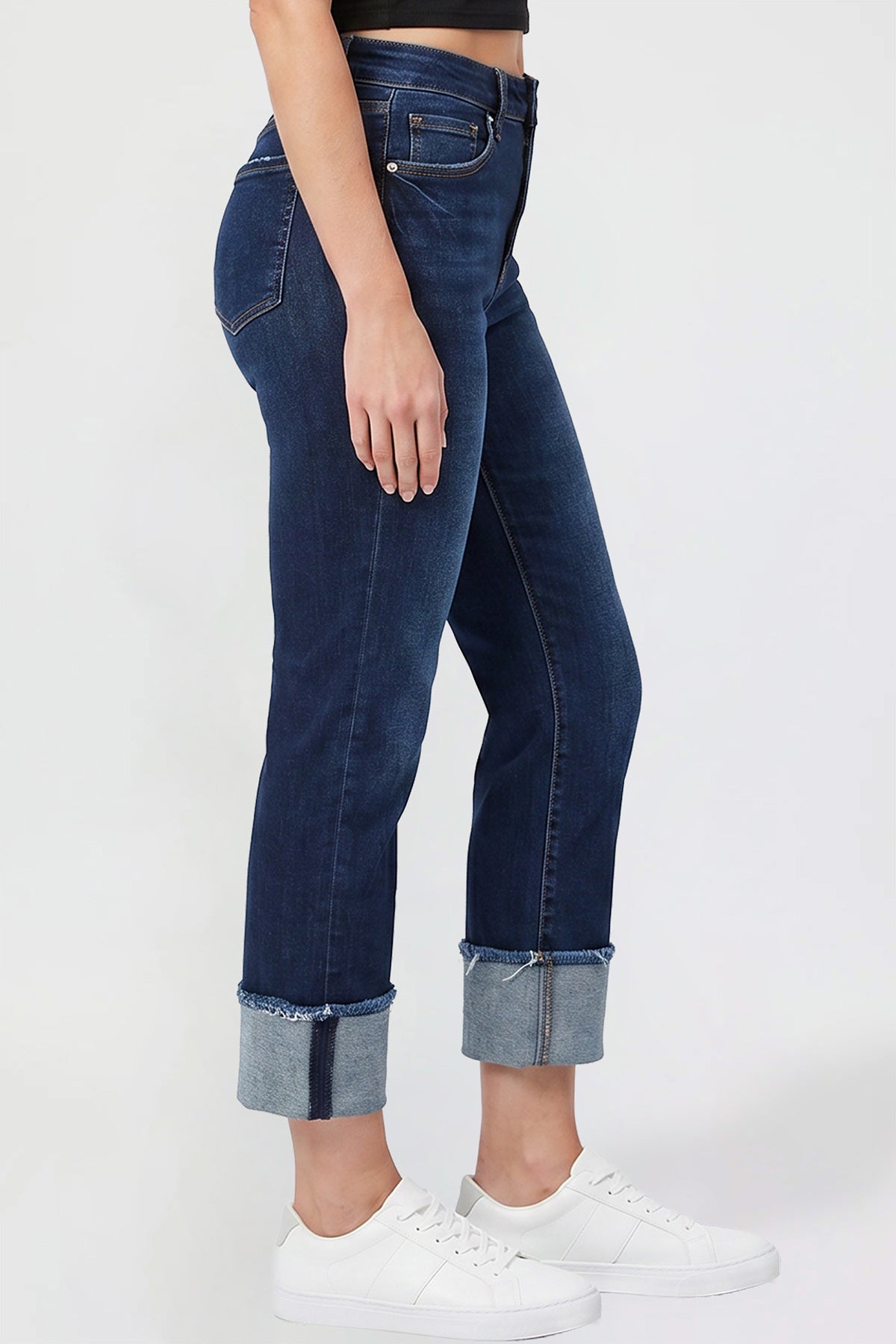 Premium Stretch Cropped Mega Cuff Jeans