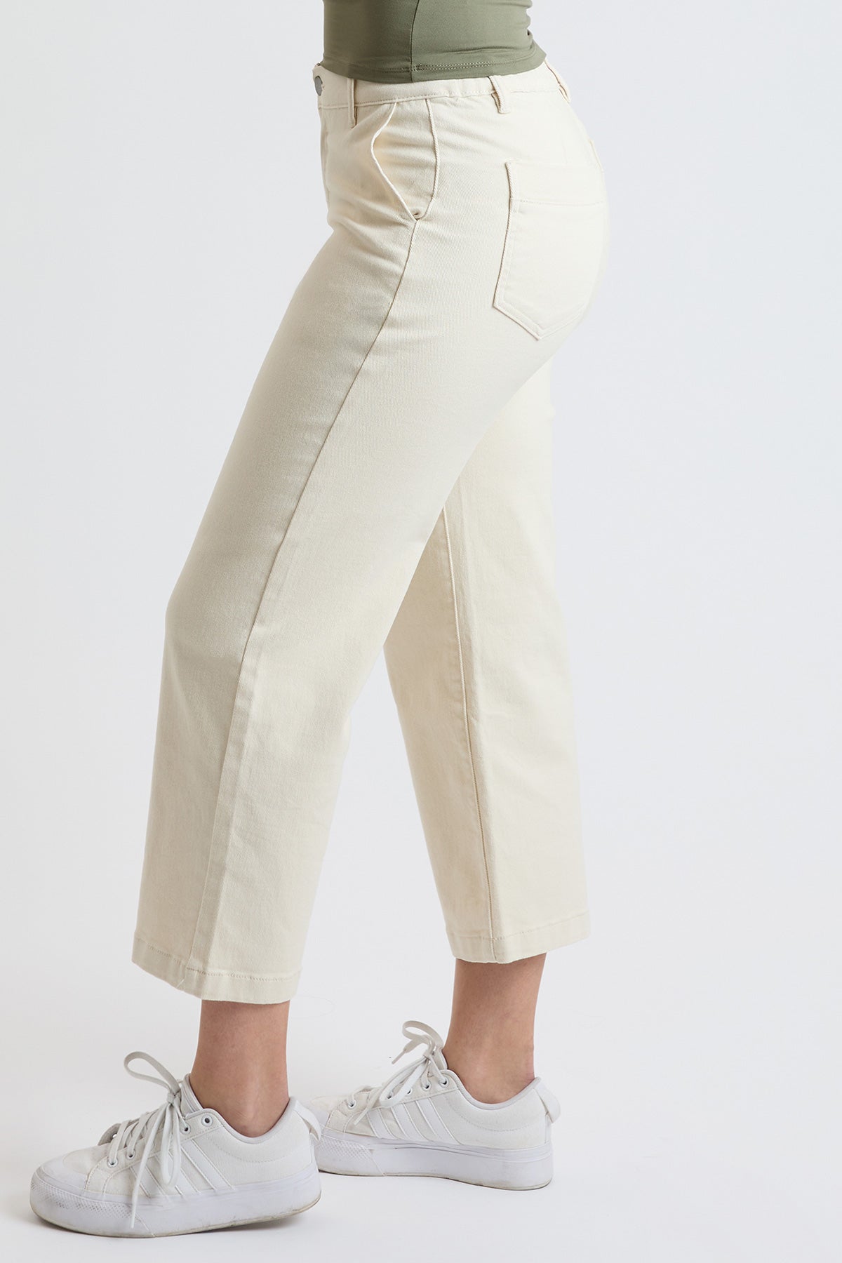 High Rise Wide Leg Jeans with Elastic Back