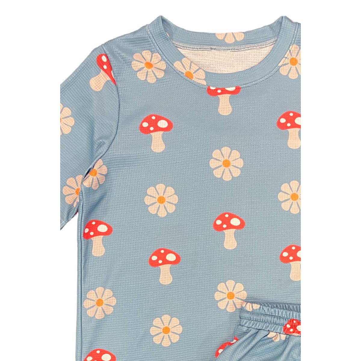 Waffle Fabric Printed Matching Shorts Set