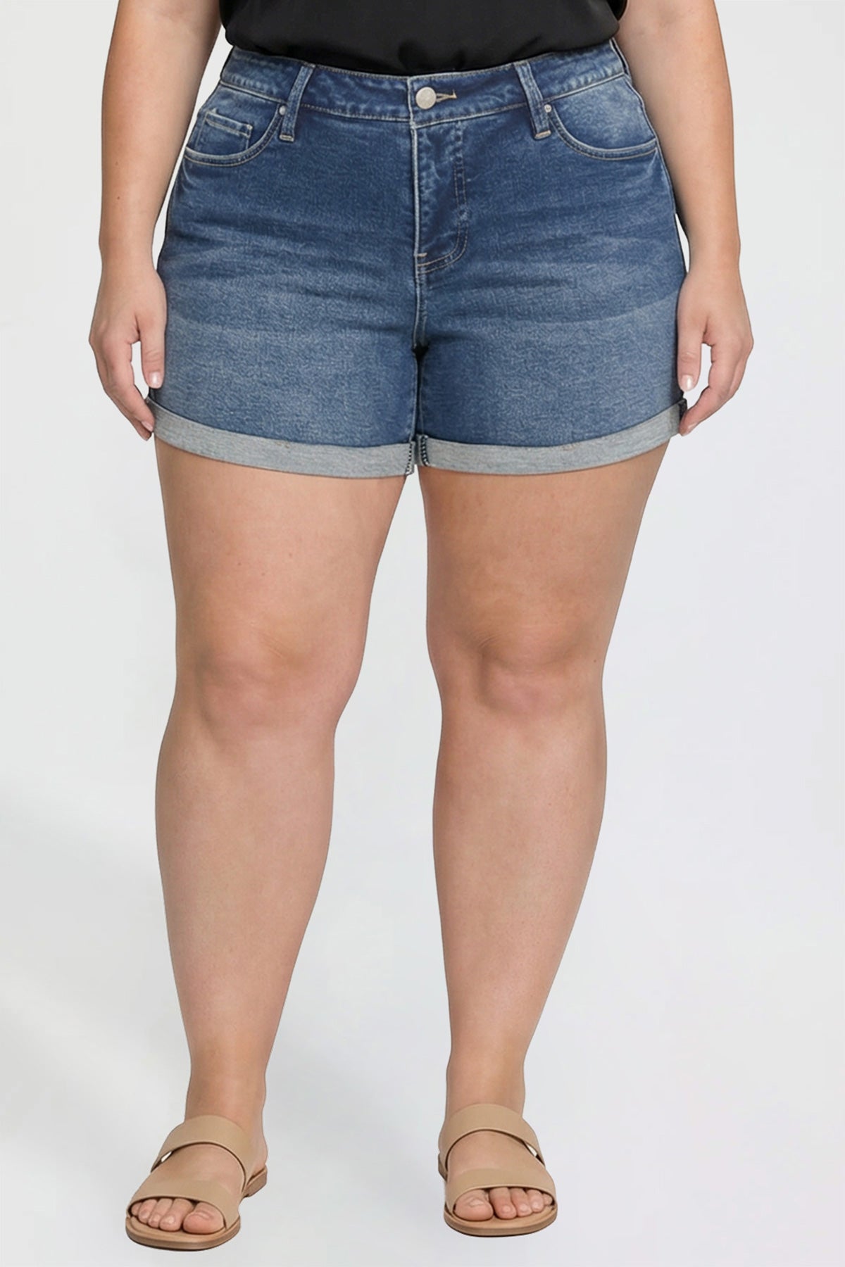 Plus Premium Stretch Fold-Over Cuff Shorts