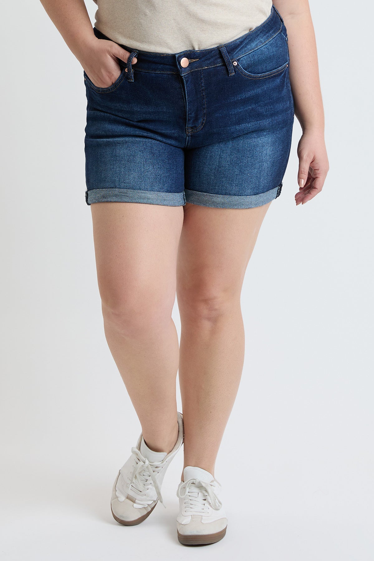 Plus Premium Stretch Fold-Over Cuff Shorts
