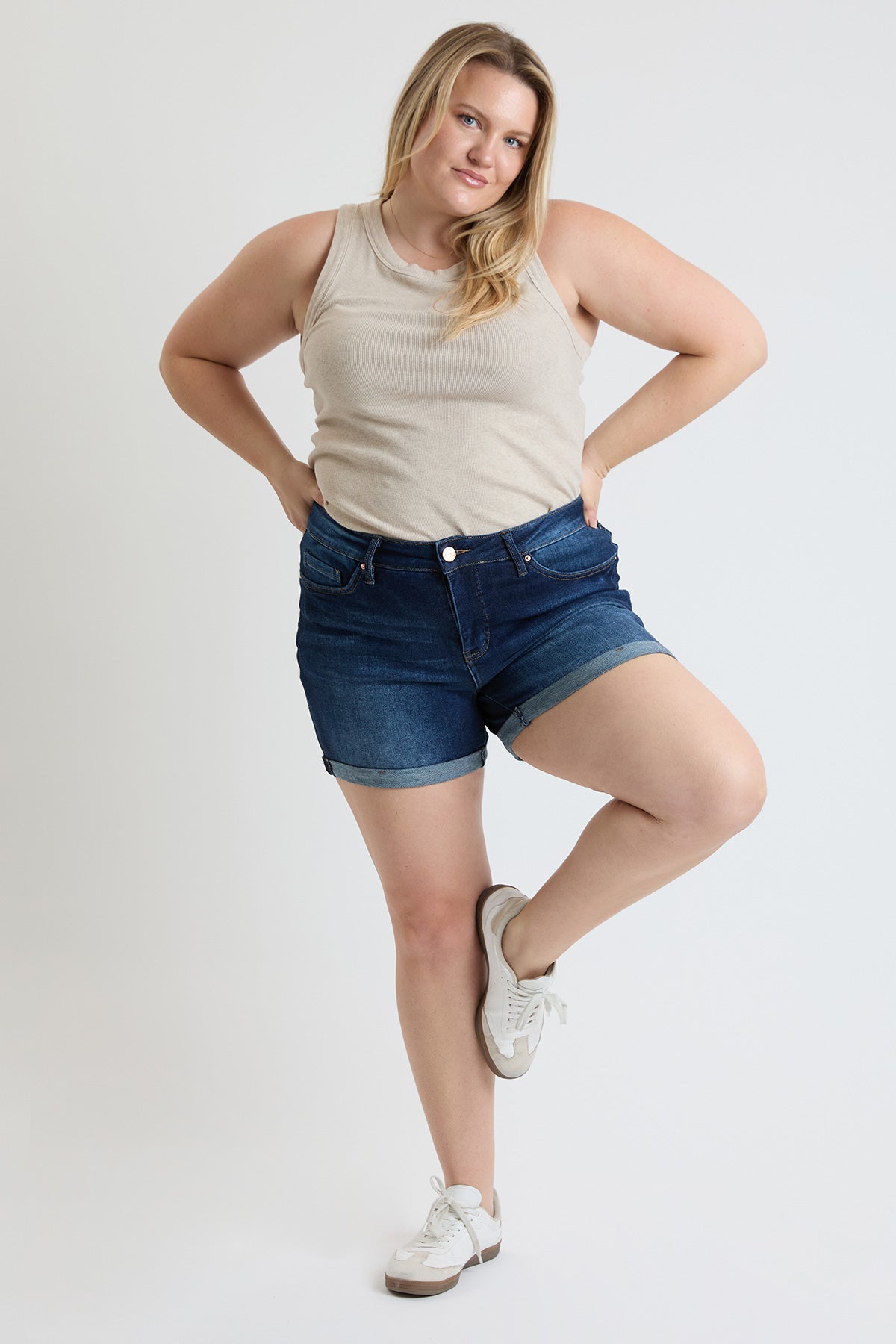 Plus Premium Stretch Fold-Over Cuff Shorts