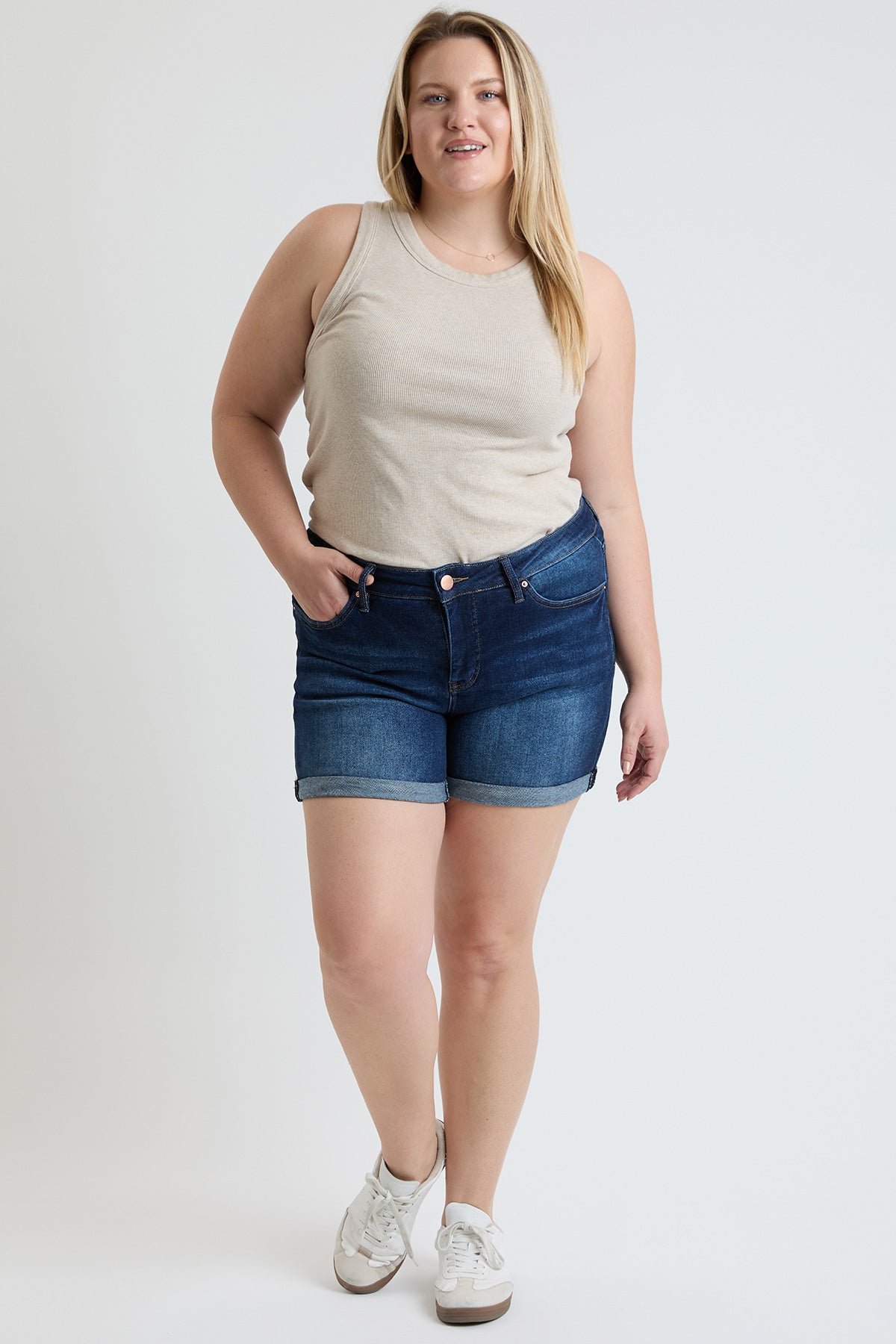 Plus Premium Stretch Fold-Over Cuff Shorts