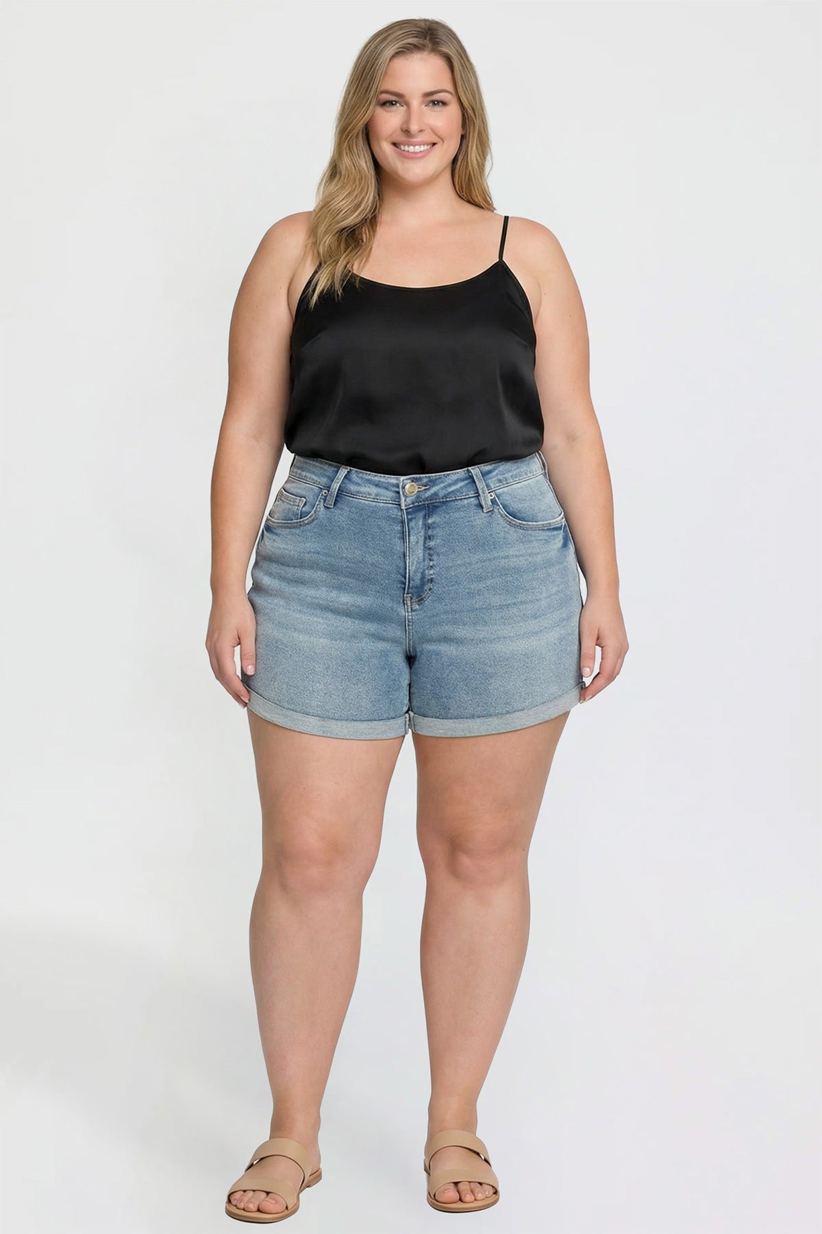 Plus Premium Stretch Fold-Over Cuff Shorts