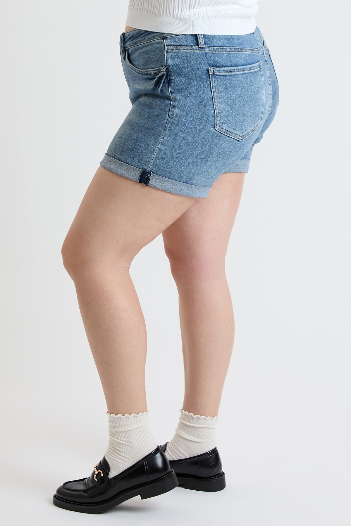 Plus Premium Stretch Fold-Over Cuff Shorts