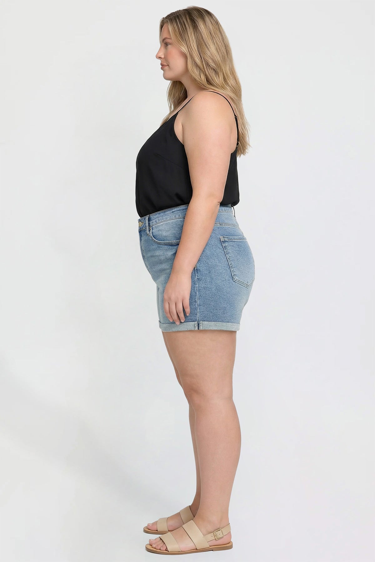 Plus Premium Stretch Fold-Over Cuff Shorts