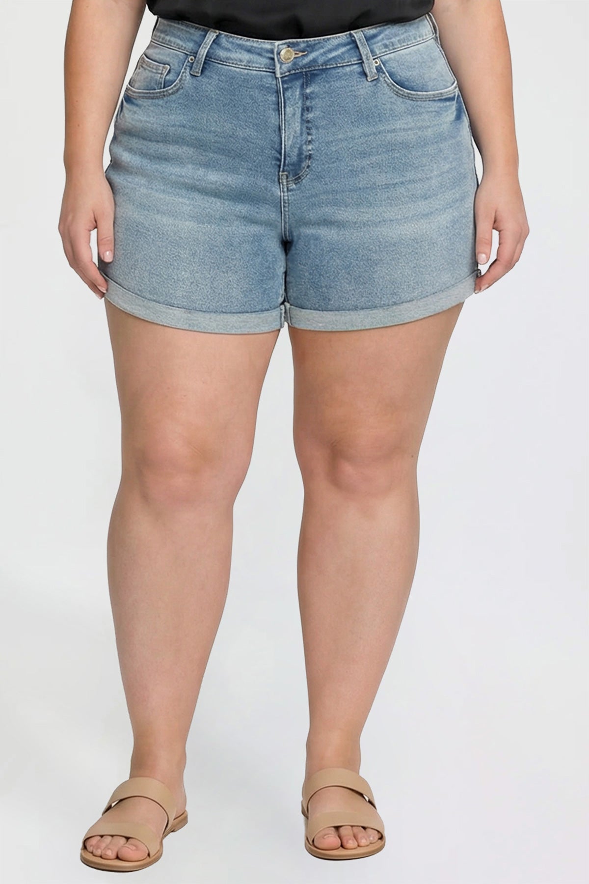 Plus Premium Stretch Fold-Over Cuff Shorts