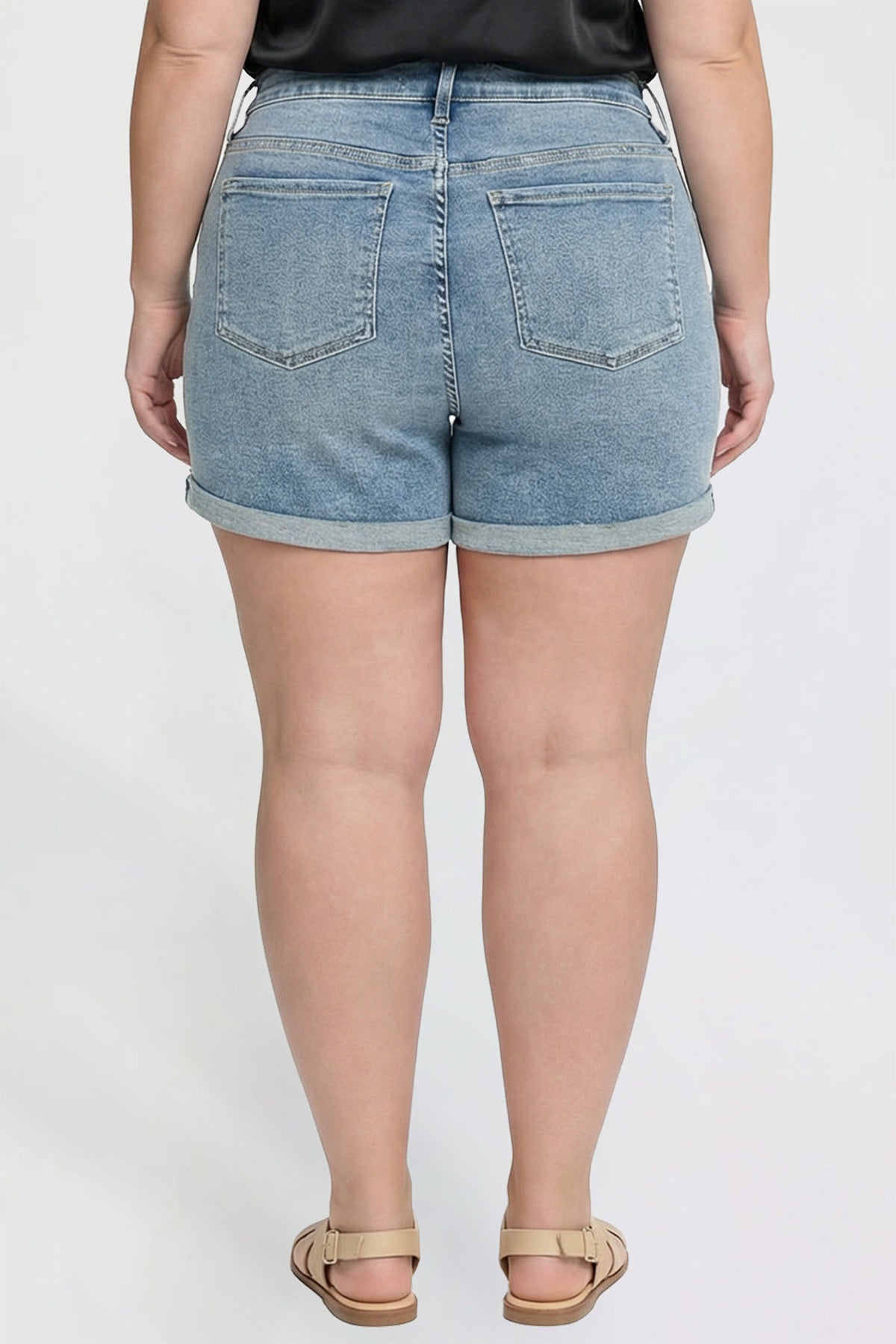 Plus Premium Stretch Fold-Over Cuff Shorts