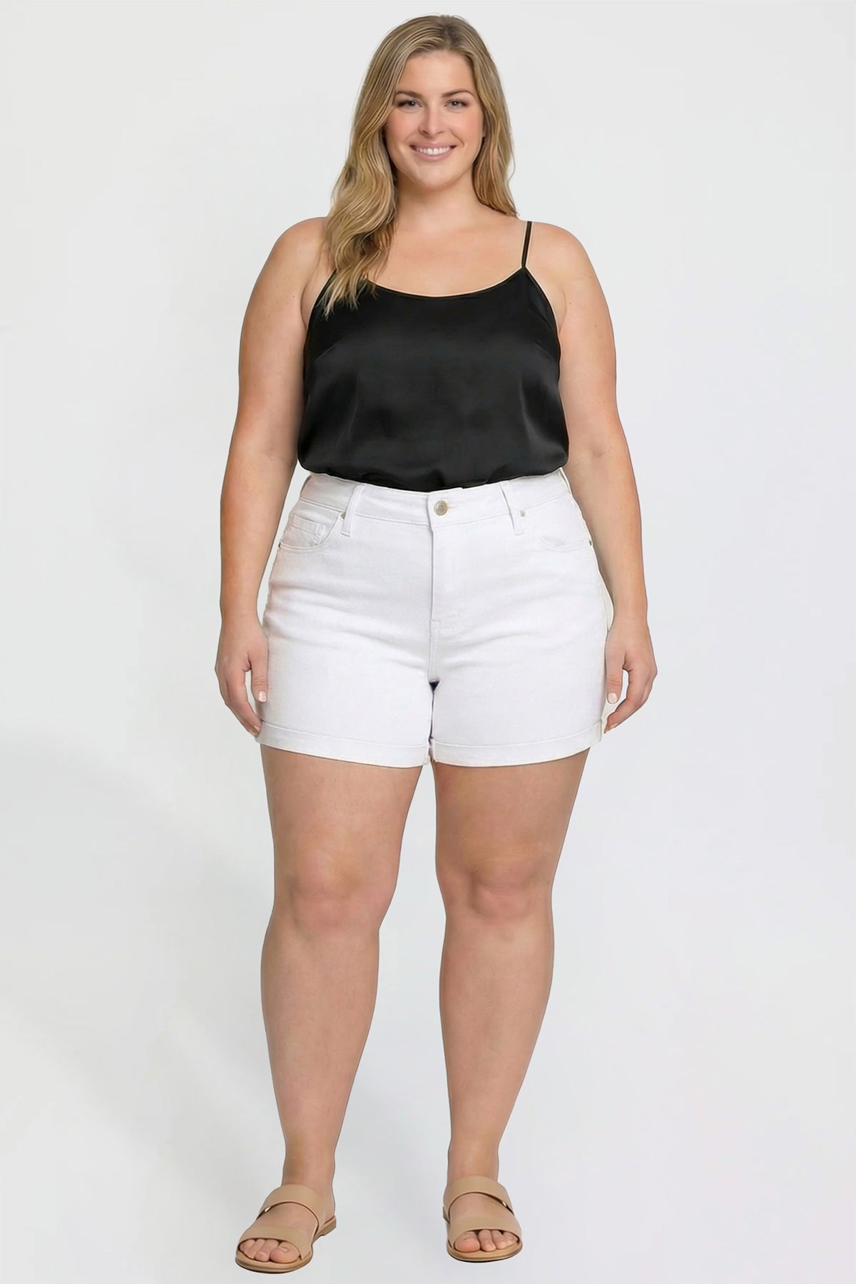 Plus Premium Stretch Fold-Over Cuff Shorts