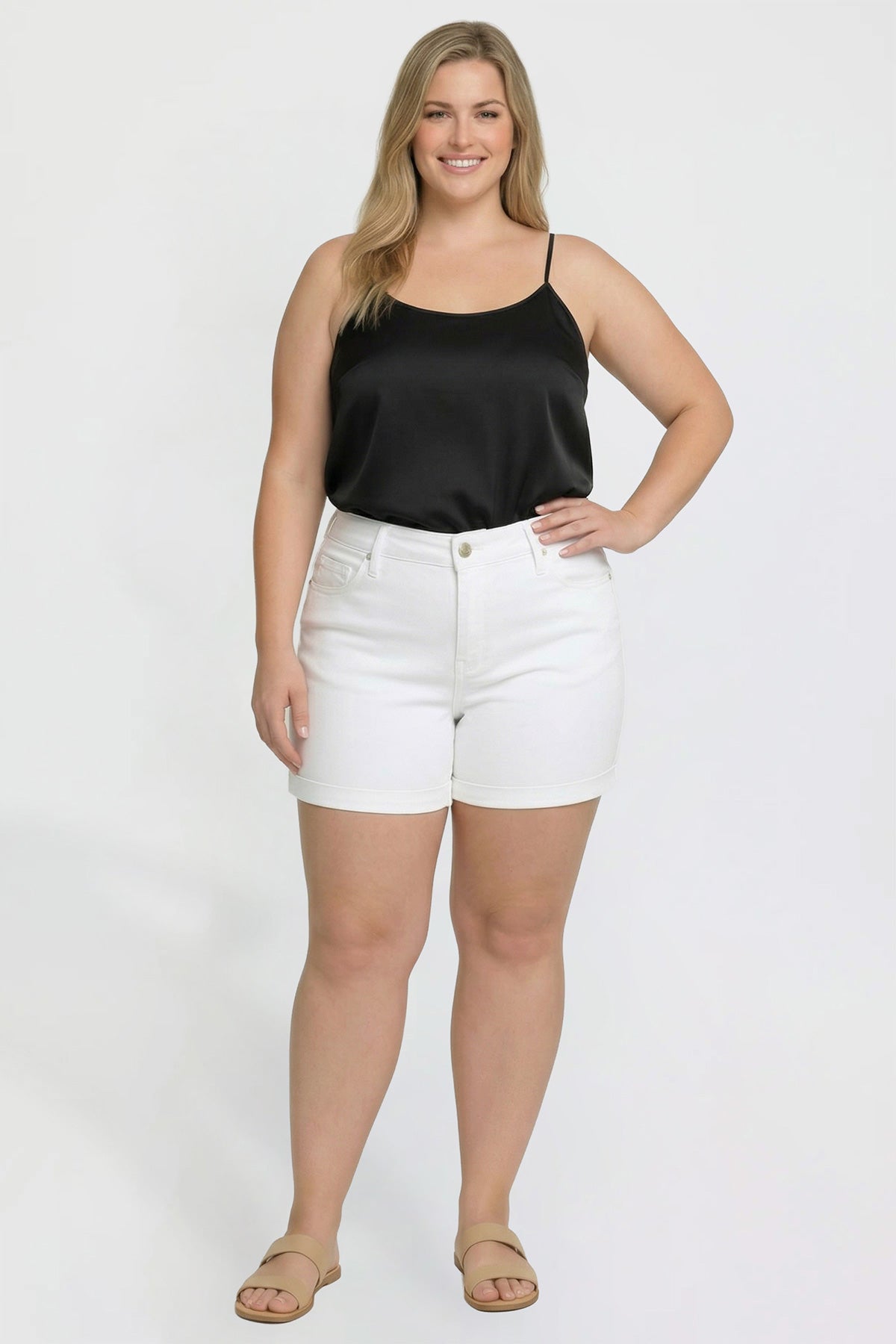 Plus Premium Stretch Fold-Over Cuff Shorts