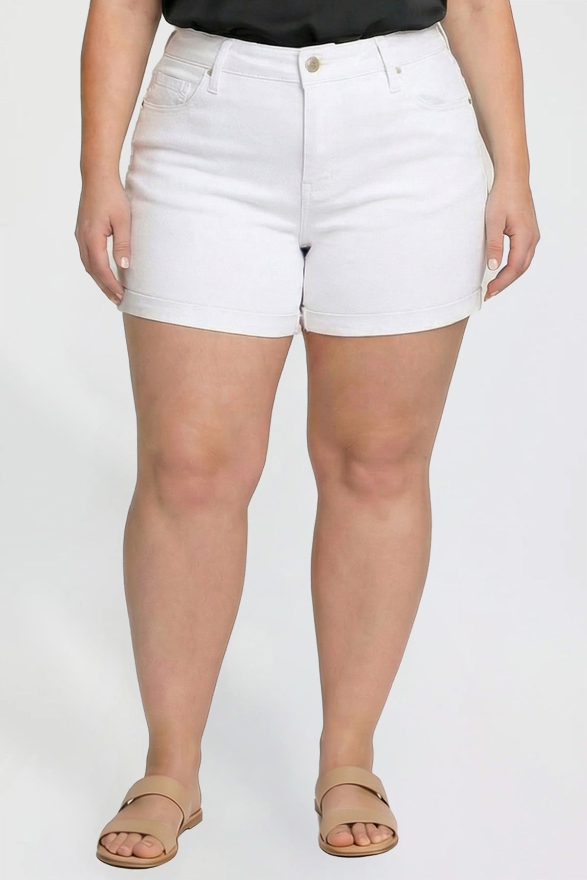 Plus Premium Stretch Fold-Over Cuff Shorts