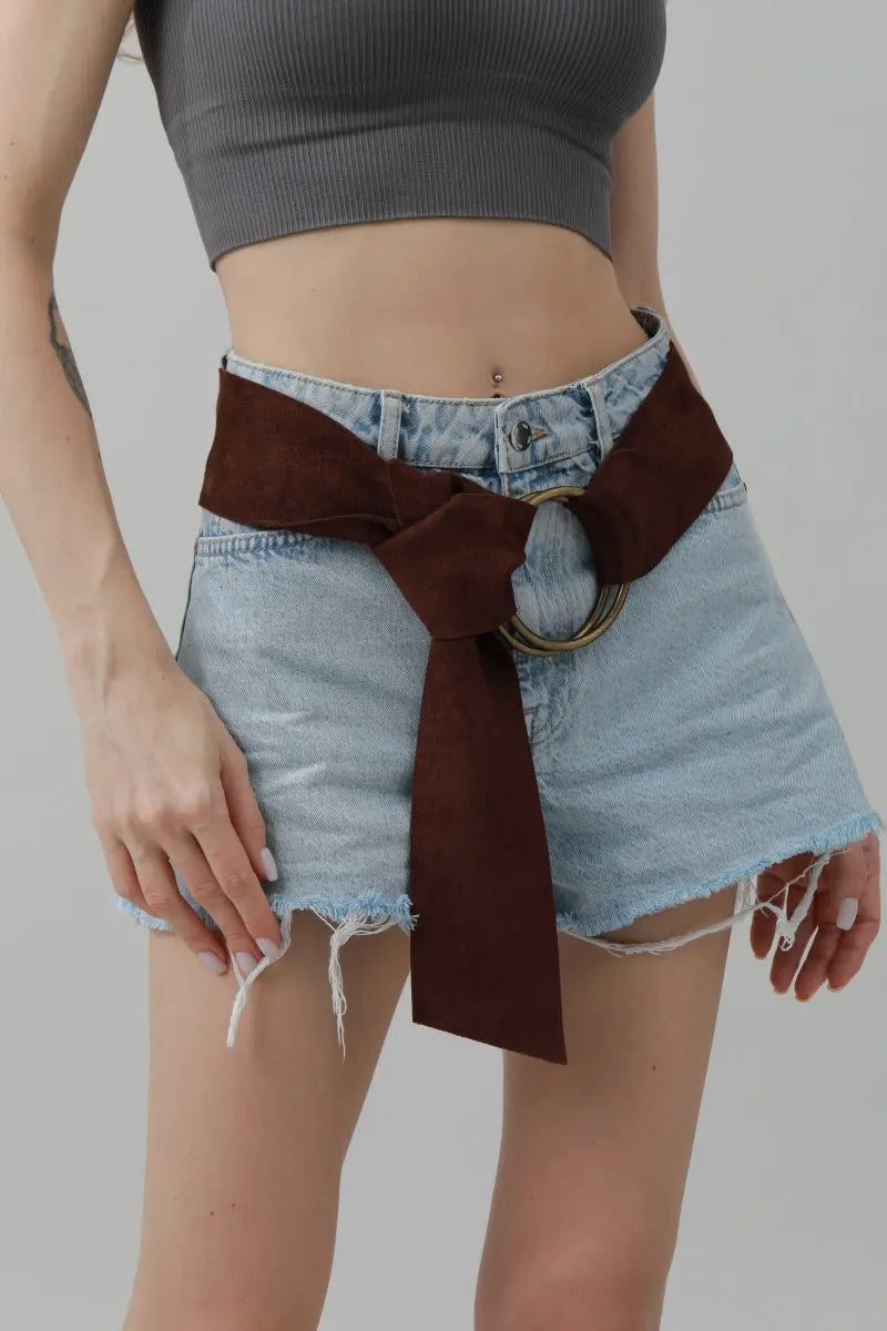 Double-Buckle Suede Corset Belt ā Adjustable Wrap Design āļøš¤