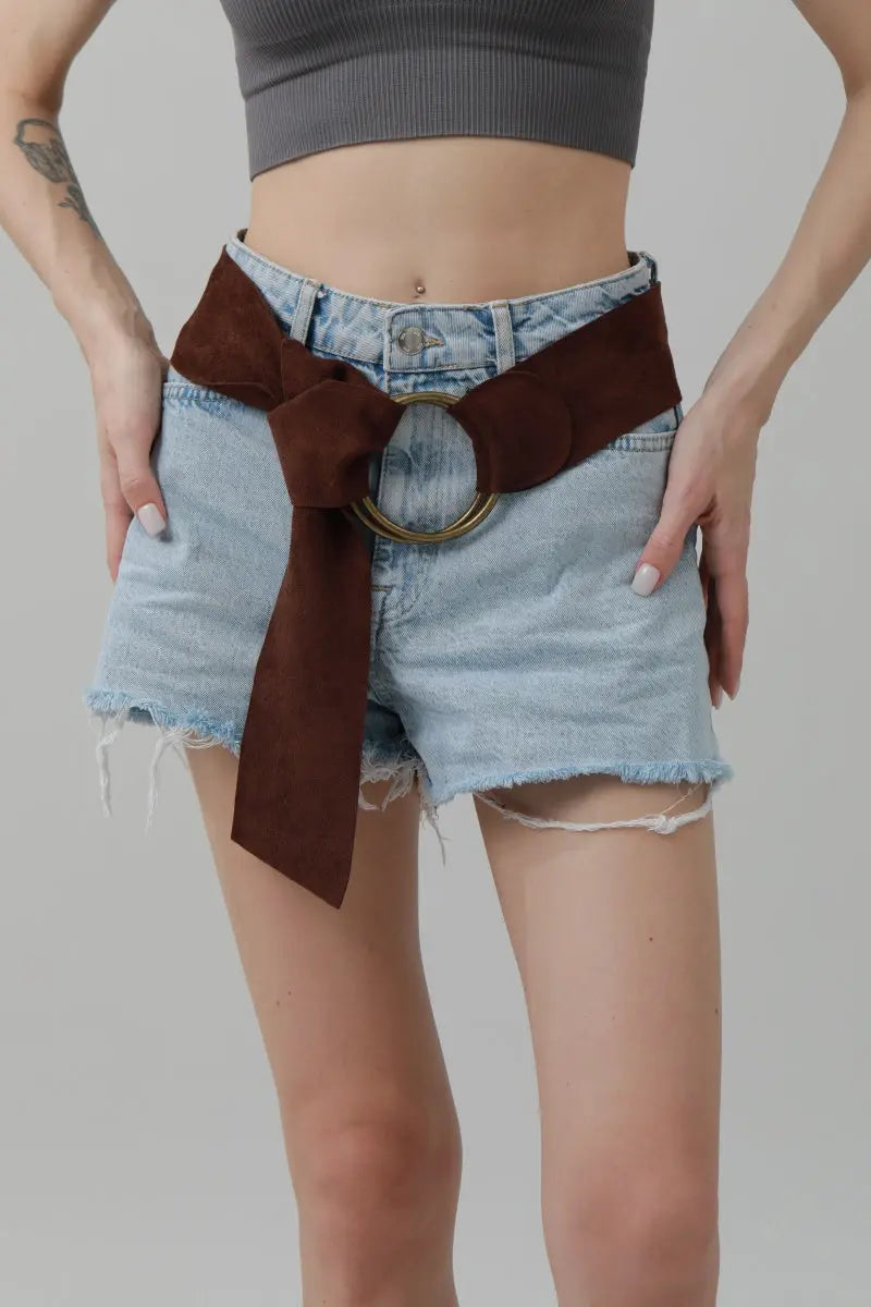 Double-Buckle Suede Corset Belt ā Adjustable Wrap Design āļøš¤