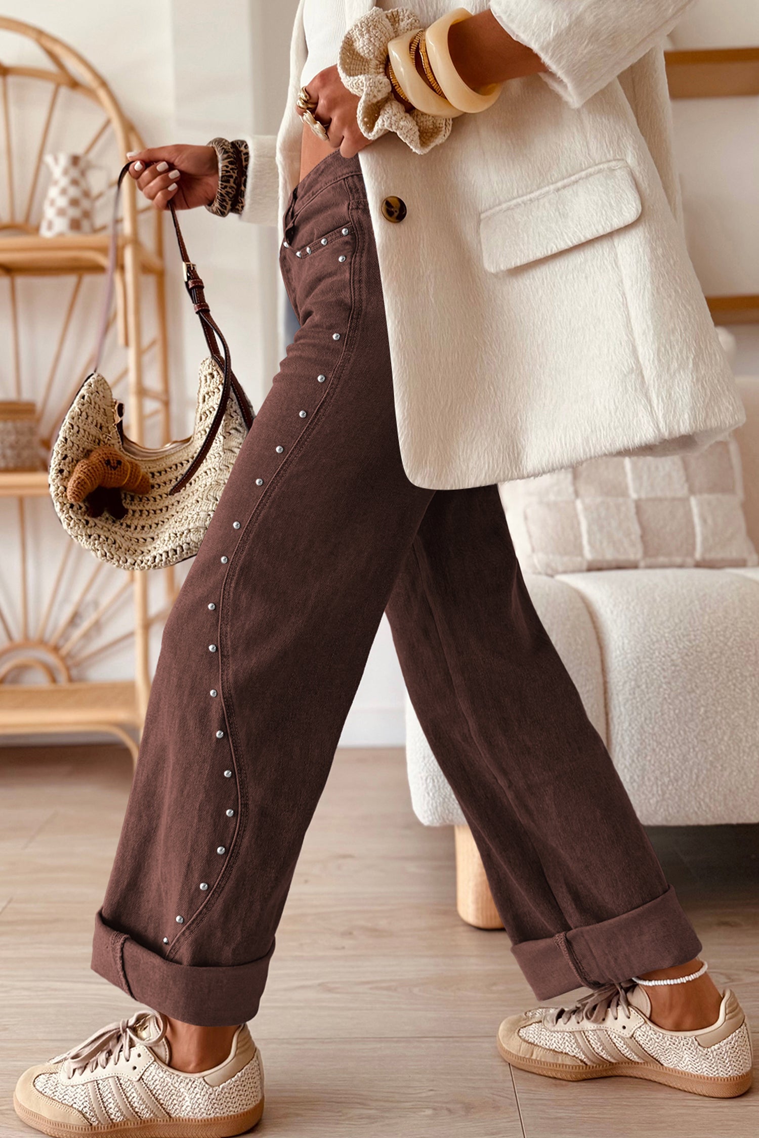 PRE-ORDER: Rivet Detail Ankle Jeans