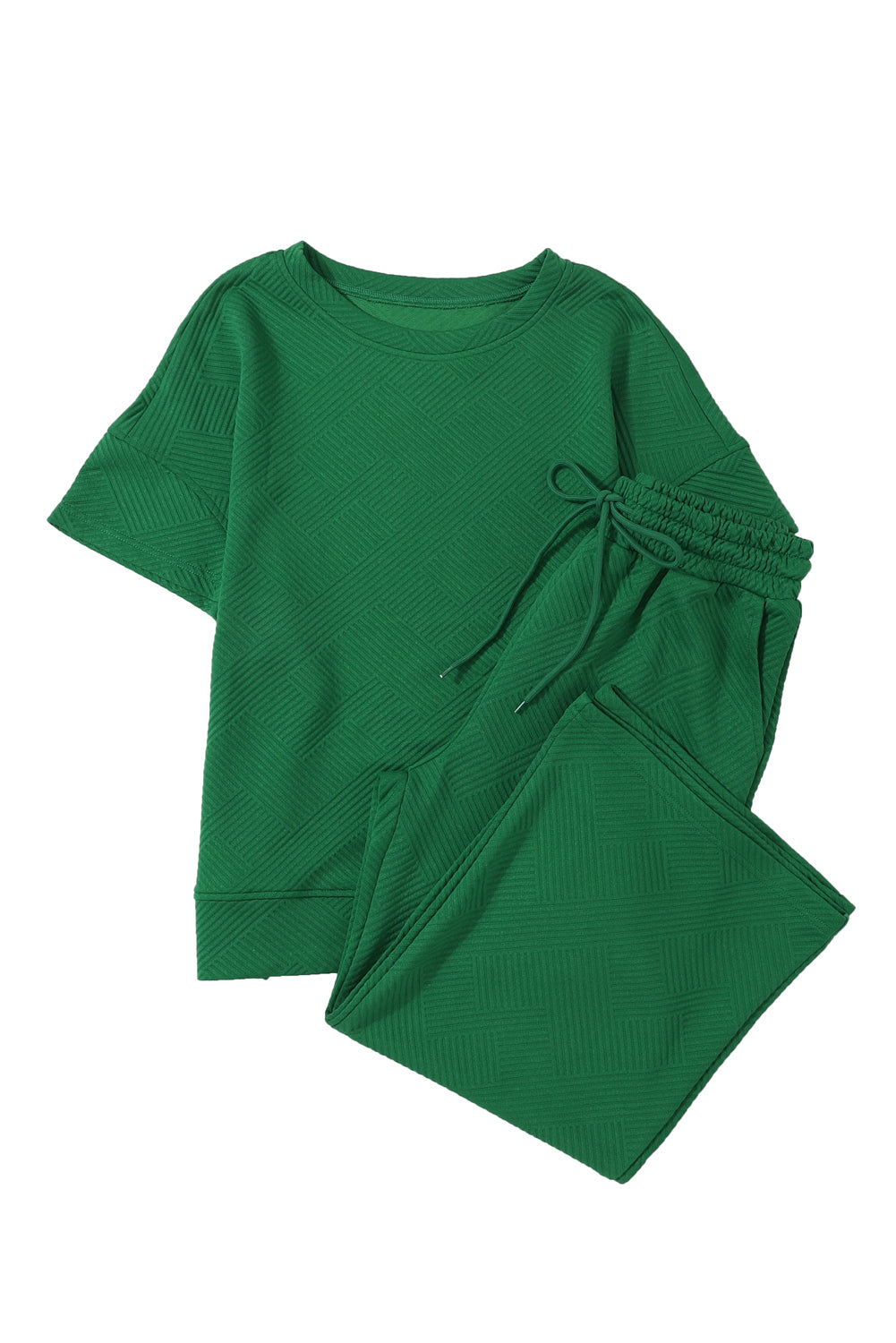 Textured Loose Fit Tee and Pants Set