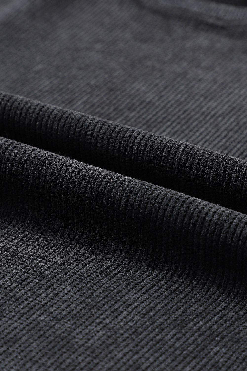 Solid Ribbed Knit Round Neck Pullover Sweatshirt