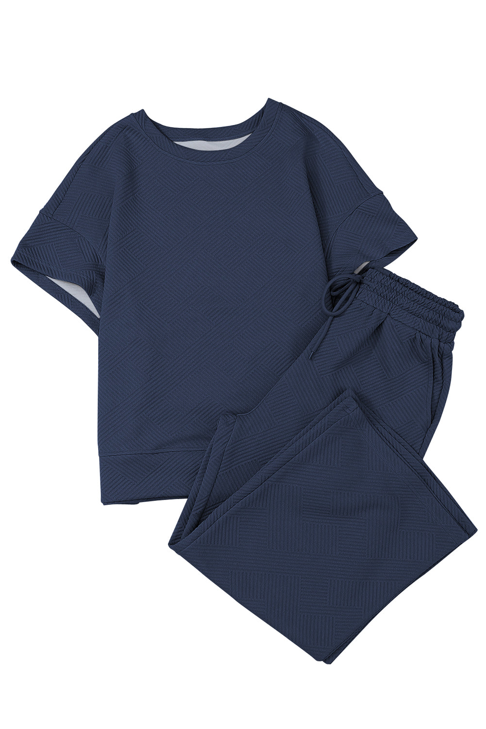 Textured Loose Fit Tee and Pants Set