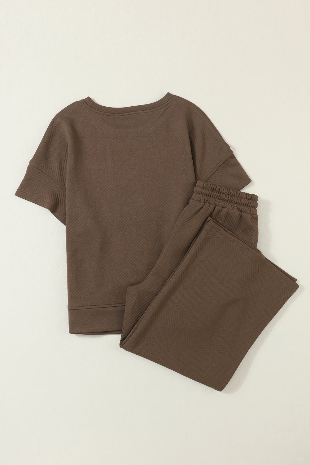 Textured Loose Fit Tee and Pants Set