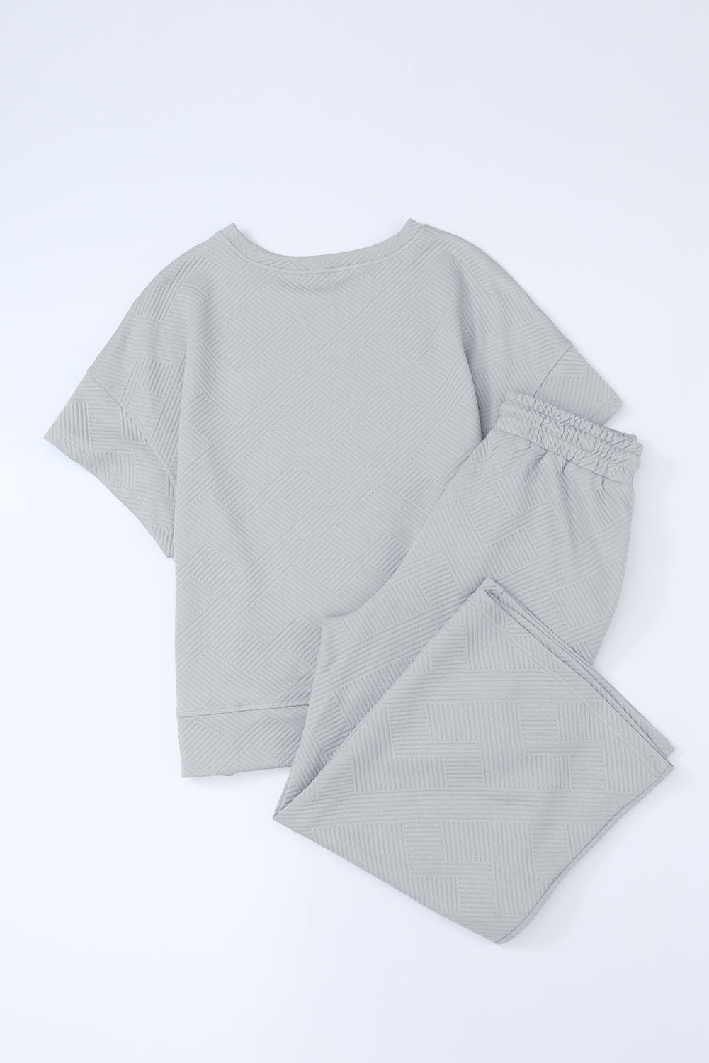 Textured Loose Fit Tee and Pants Set
