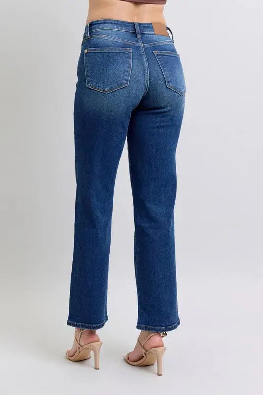 Side Seam Detail Straight Leg Jeans