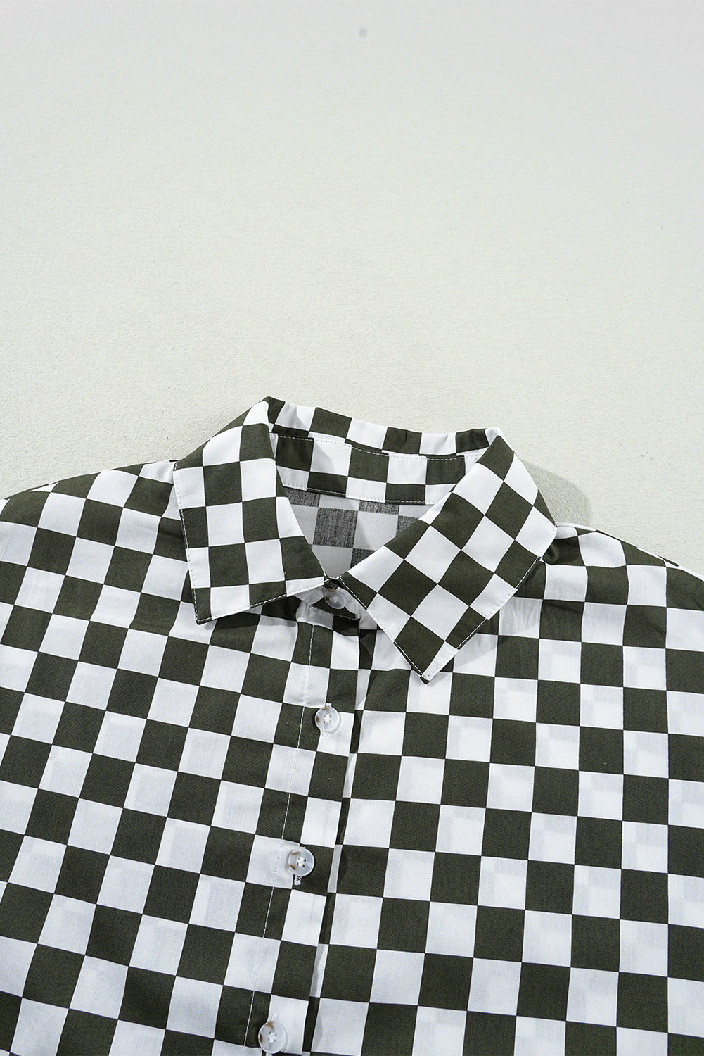 Green Checkered Drop Shoulder Casual Shirt