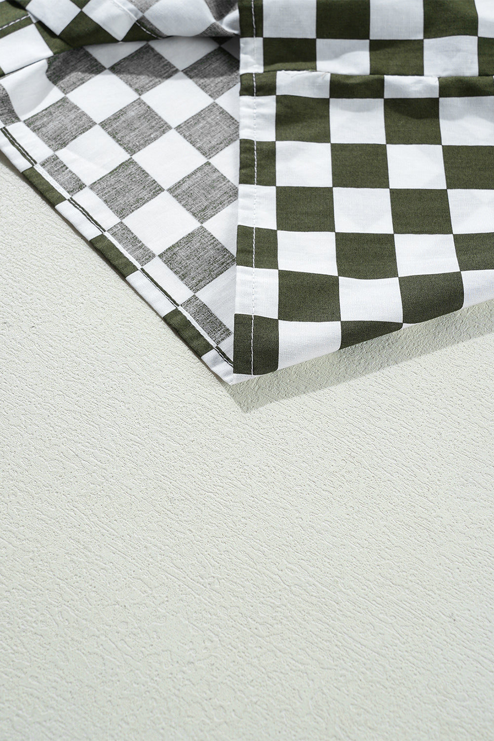 Green Checkered Drop Shoulder Casual Shirt