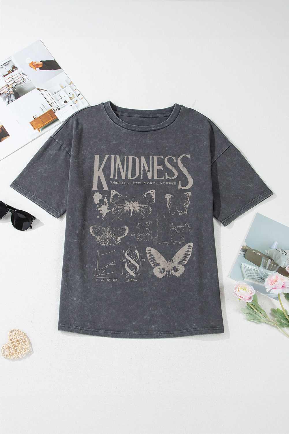 PRE-ORDER: Kindness Butterflies Graphic Mineral Wash Loose Tee
