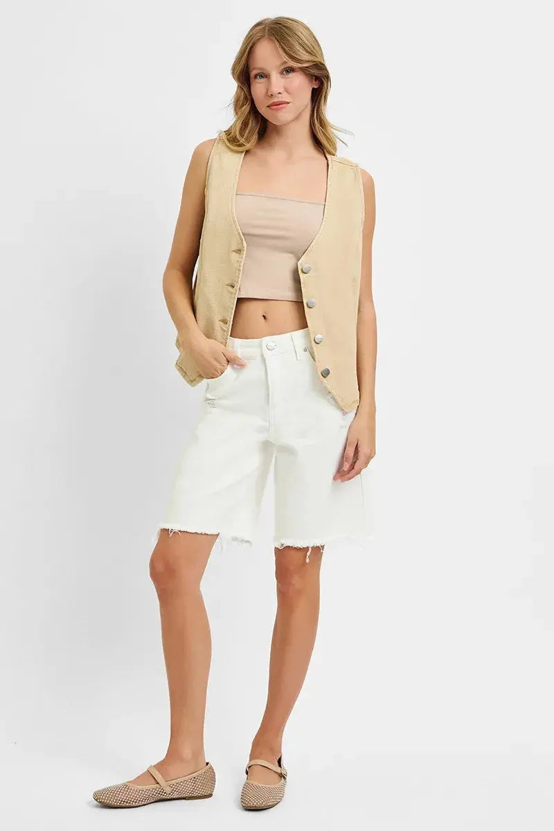 V Neck Button Down Vest