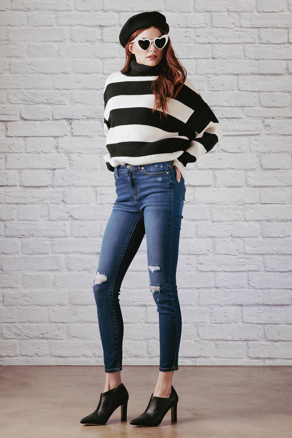 High Rise Distressed Skinny Jeans